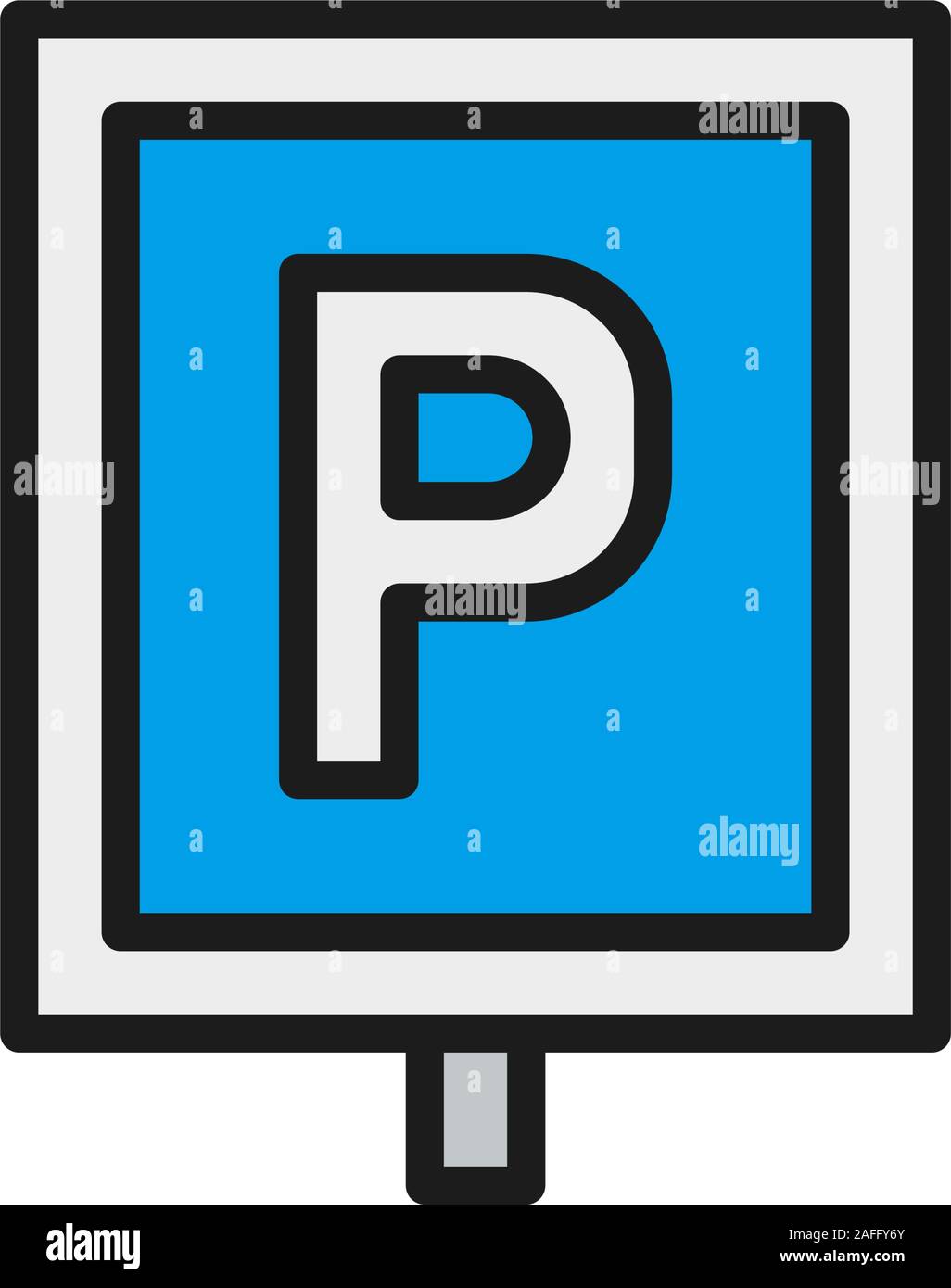 Vettore area parcheggio, parcheggio segno colore piatto icona linea. Illustrazione Vettoriale