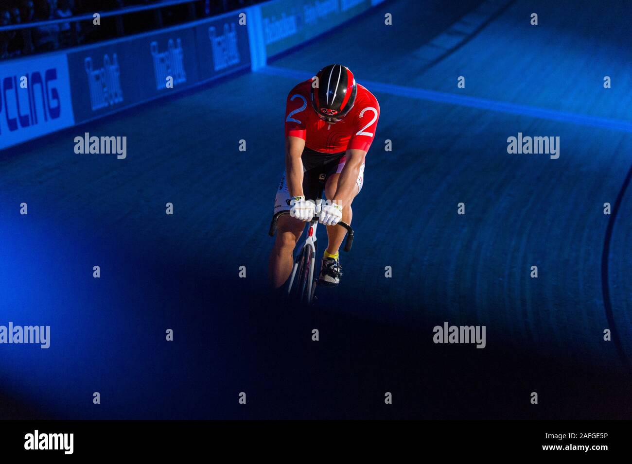 Il quinto giorno della London sei giorni, Lee Valley Velodromo, Abercrombie Road, Queen Elizabeth Olympic Park, Londra, Gran Bretagna Foto Stock