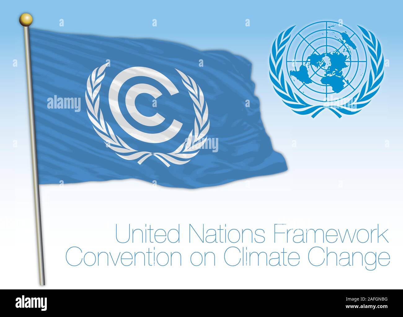 Conferenza delle Nazioni Unite sul cambiamento climatico e l'organizzazione bandiera, illustrazione vettoriale Illustrazione Vettoriale