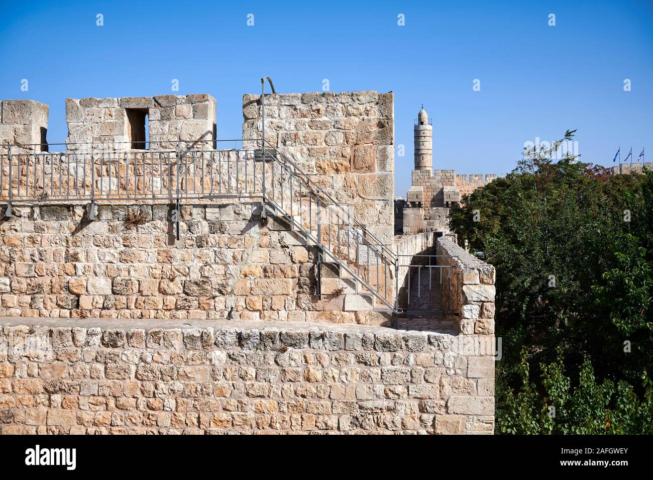 Gerusalemme in Israele. I bastioni della città vecchia Foto Stock