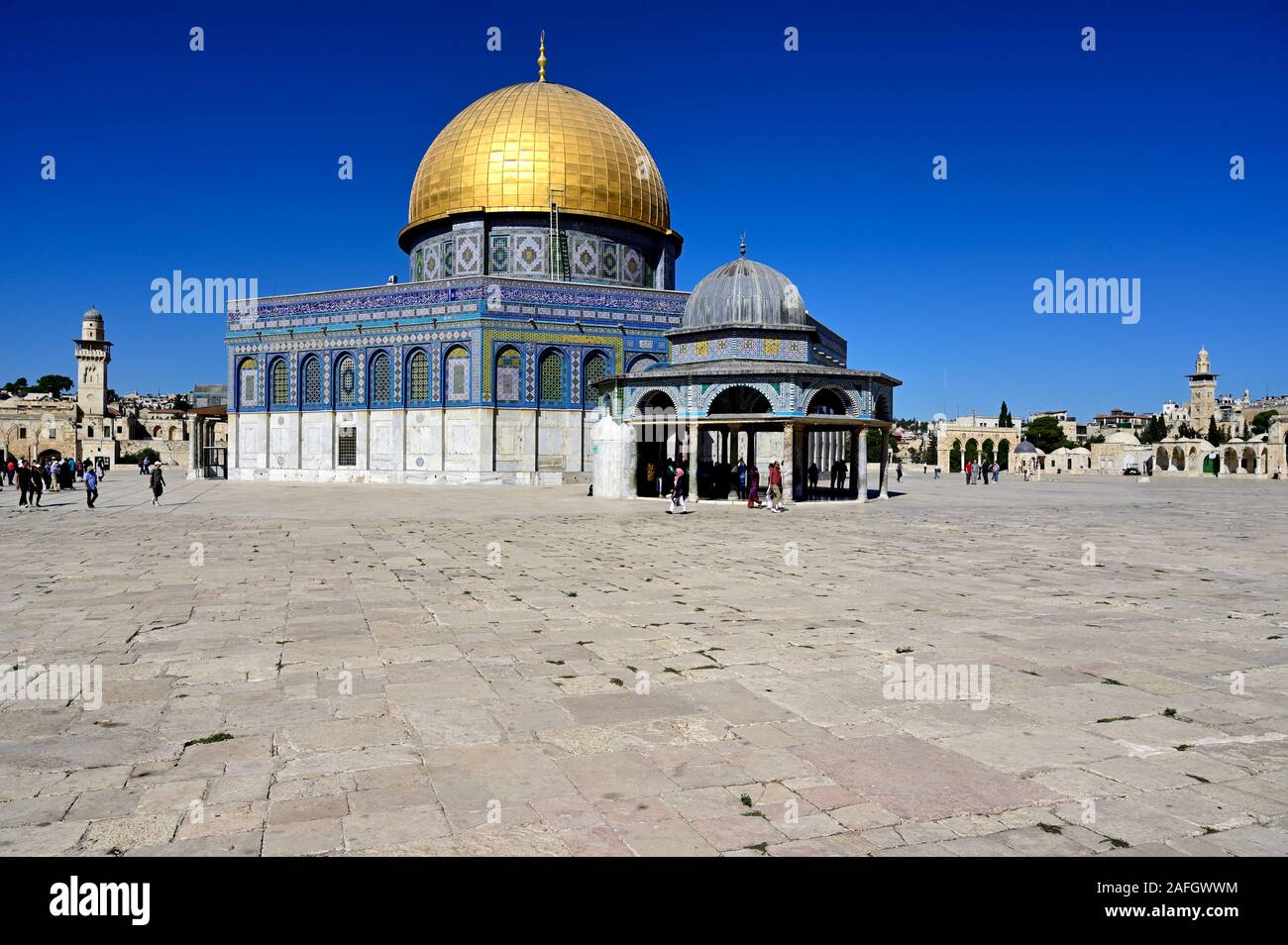 Gerusalemme in Israele. La cupola della moschea di roccia a monte del tempio Foto Stock