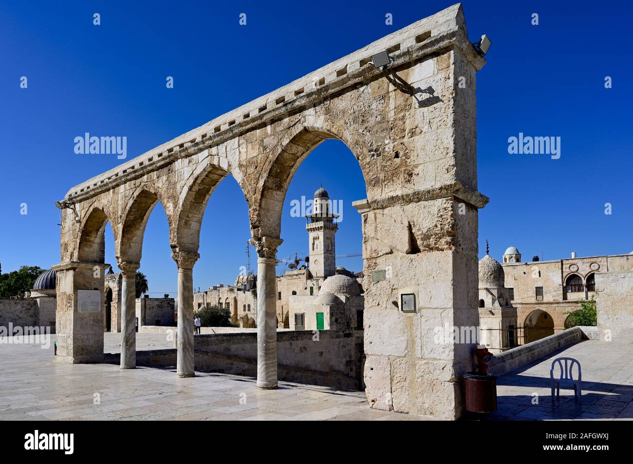 Gerusalemme in Israele. La cupola della moschea di roccia a monte del tempio Foto Stock