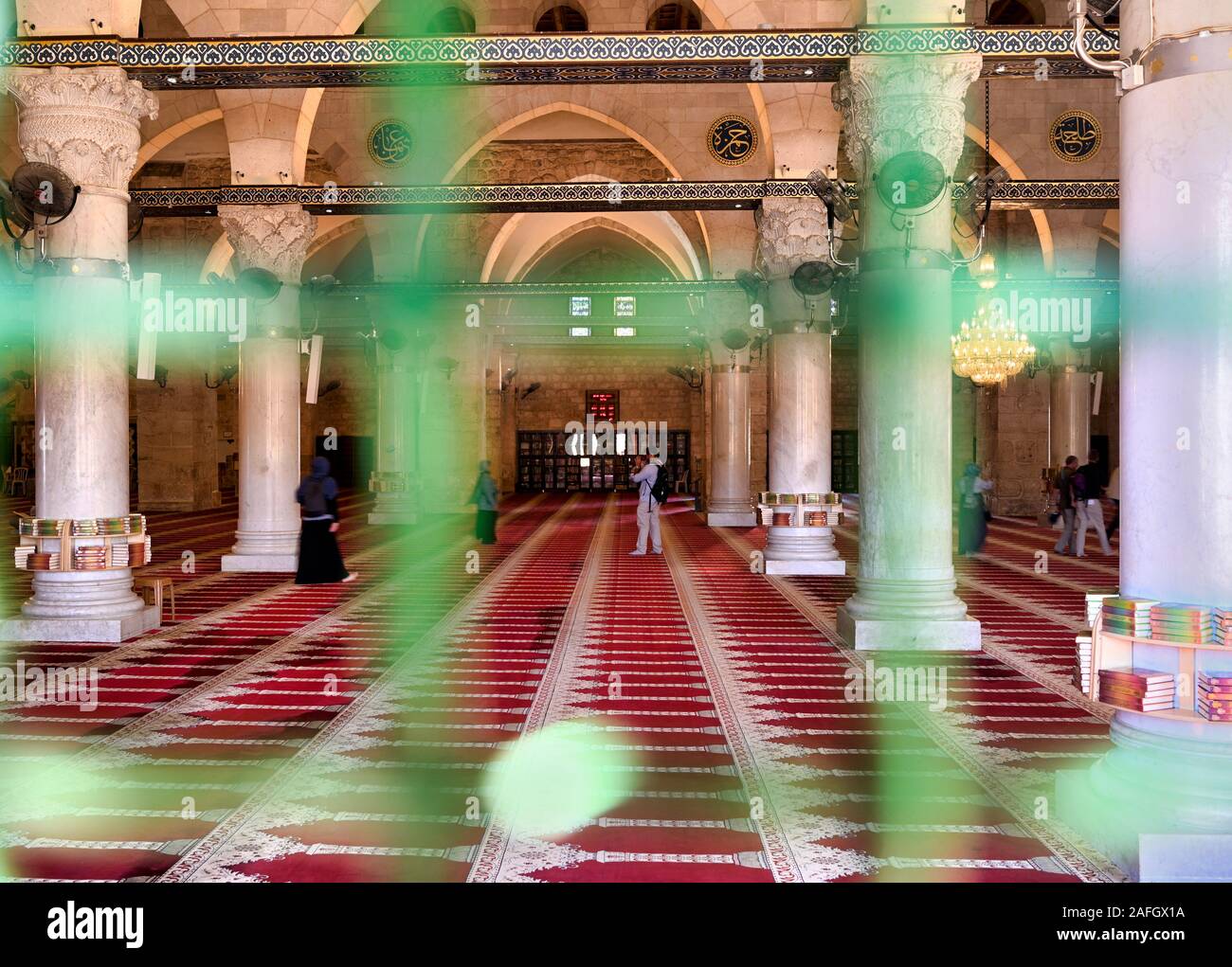 Gerusalemme in Israele. L'interno della moschea Al Aqsa Foto Stock