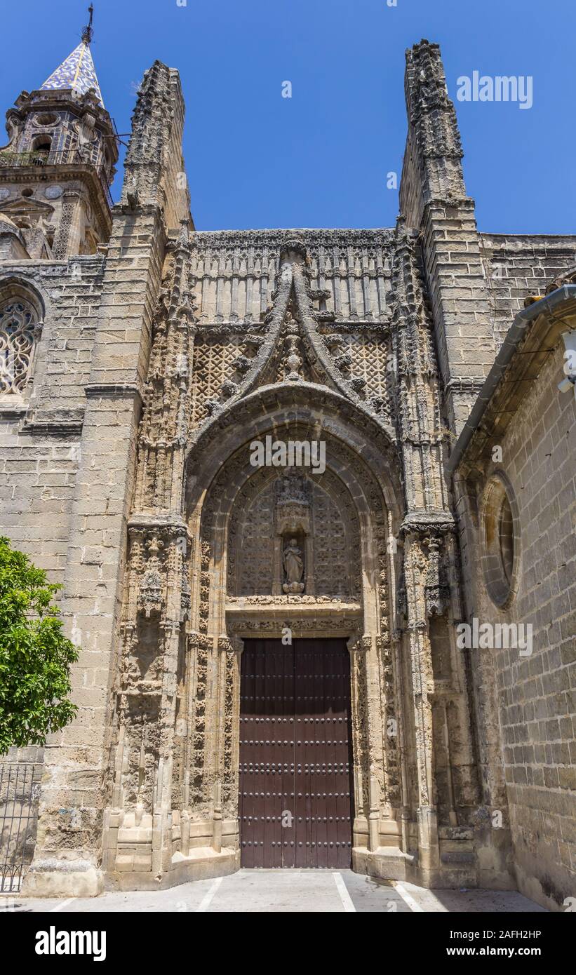 Porta del San Migual chiesa in Jerez de la Frontera, Spagna Foto Stock