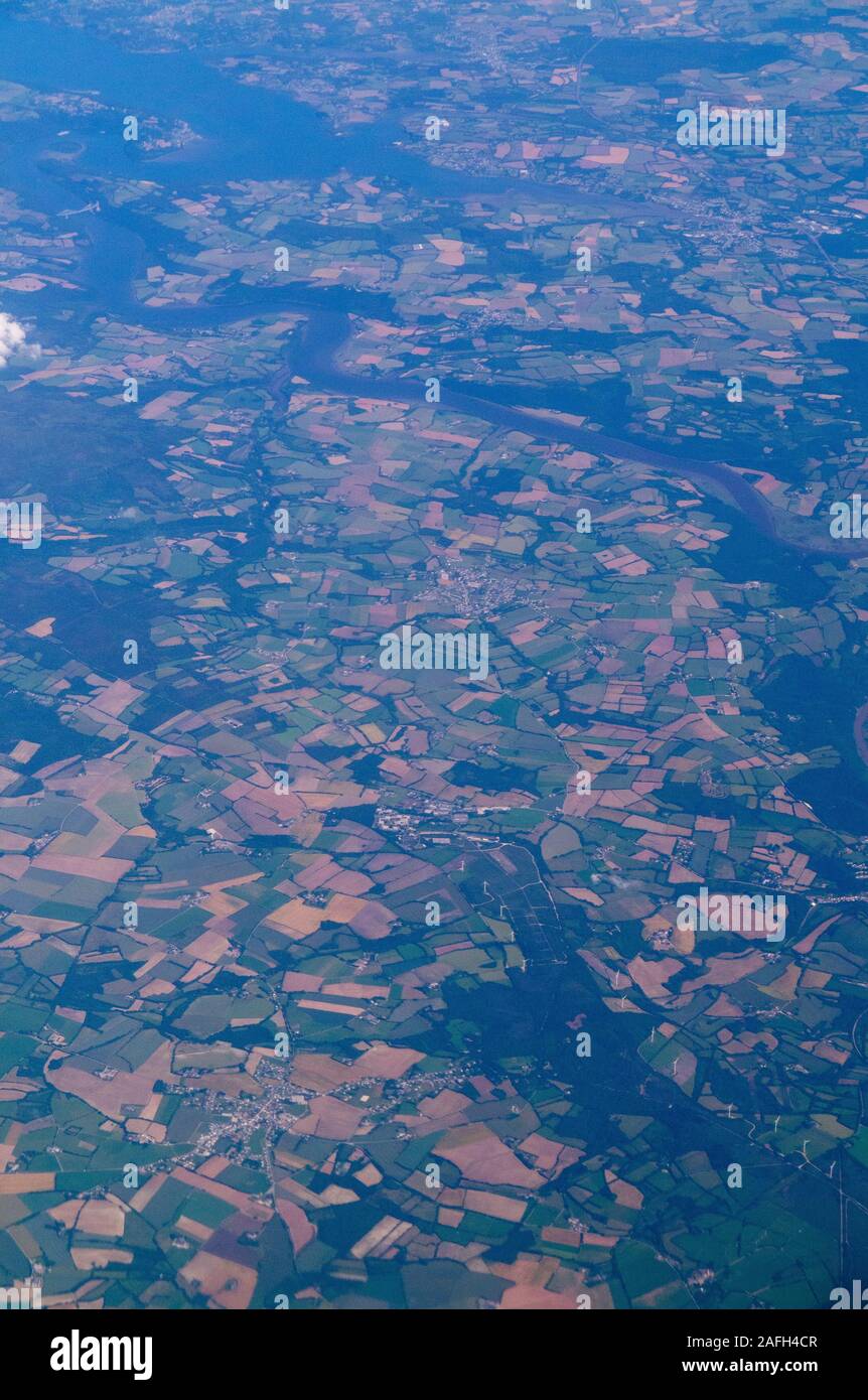 Vista aerea l'estuario del fiume Aulne nella Finisterre Bretagna Francia Foto Stock