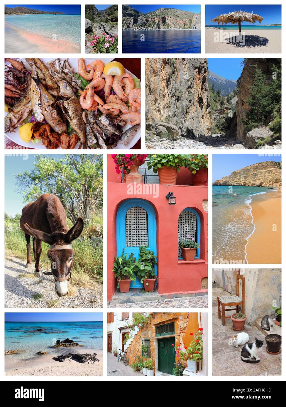 Creta isola i punti di riferimento - viaggi luoghi collage dalla Grecia. Foto Stock