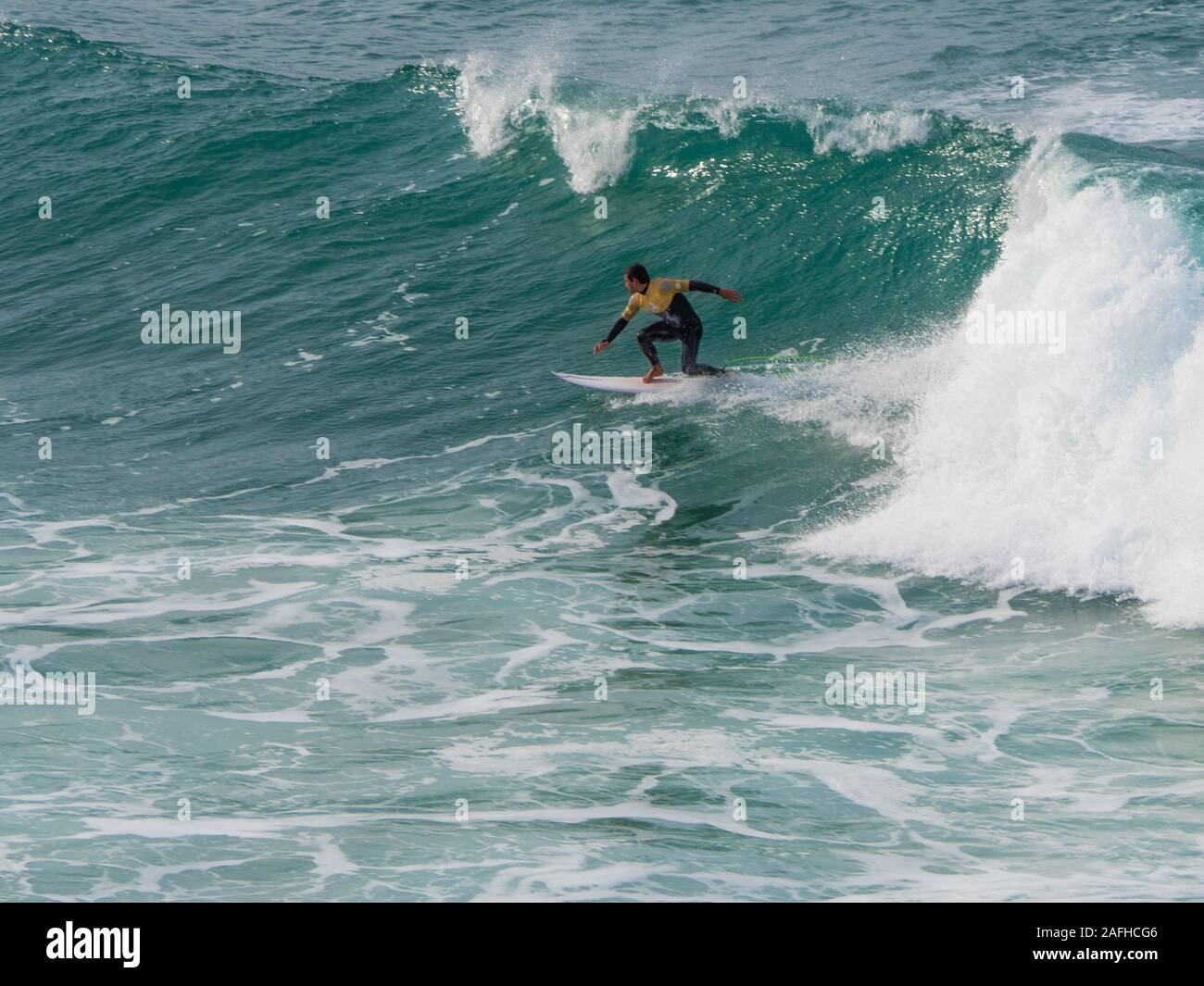 A Coruna, Spagna - 15 dicembre 2019 - Superliga Siroko profesional surf di A Coruna (Spagna) Foto Stock