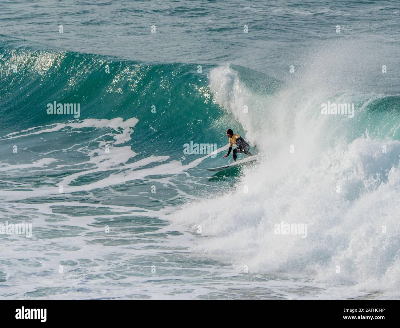A Coruna, Spagna - 15 dicembre 2019 - Superliga Siroko profesional surf di A Coruna (Spagna) Foto Stock