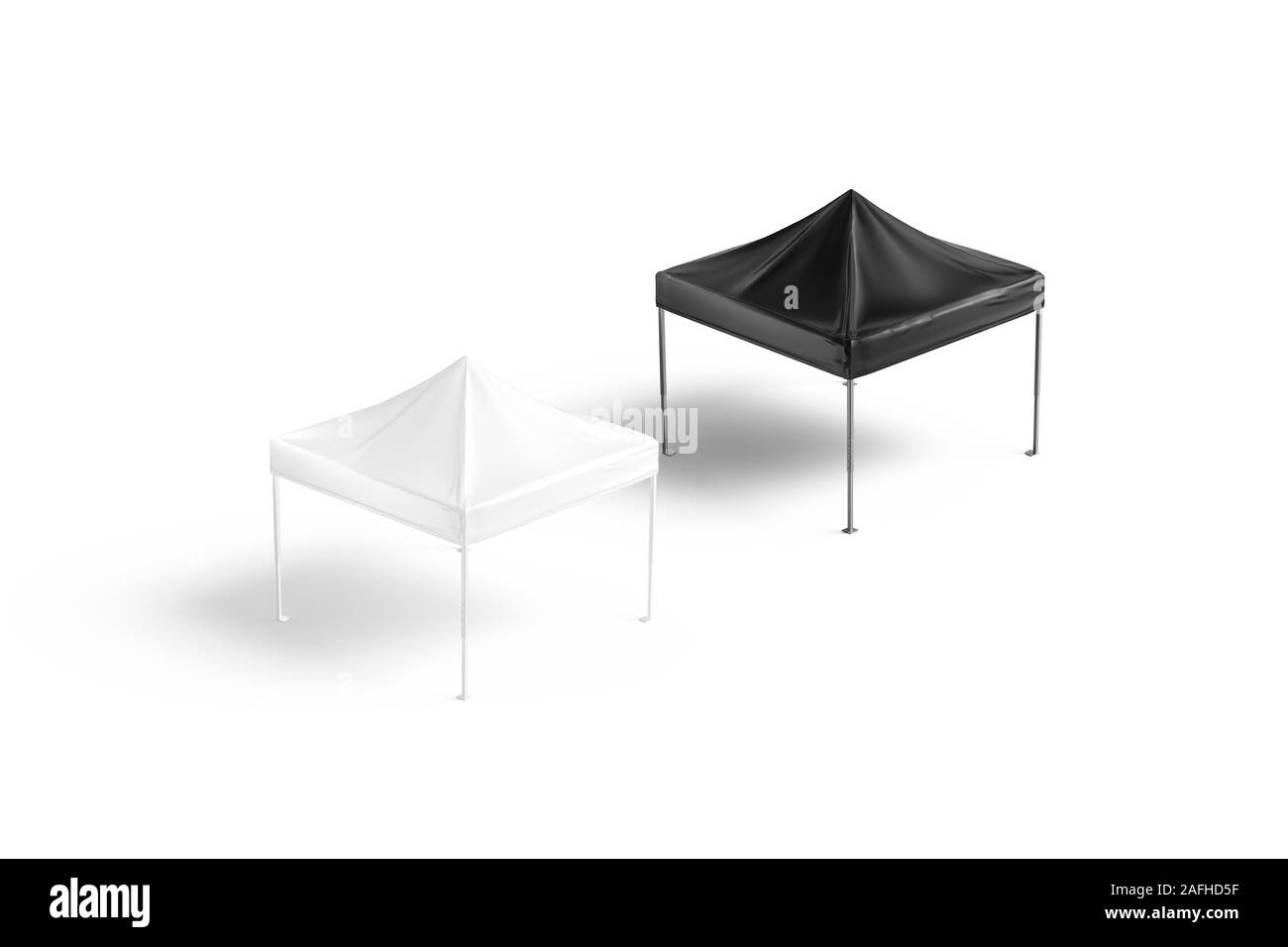 Tenda a baldacchino bianco e nero a scomparsa, vista laterale Foto Stock