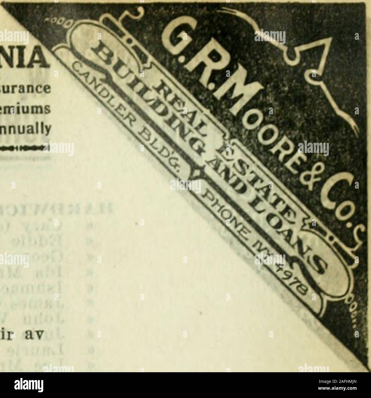 . Atlanta City Directory. se J (Lillie M), venditore Red Rock Co, r 842 av Glennwood John (c), driver Randall Bros John F, com apt 404 equa offerte, r 67 Wabash av Giovanni R (Lillian 1, srocer 1504 DeKalb av, r 277 N Mayson av Joseph B, trav slsmn Beck & Gregg Hdw Co, r College Park, GA Giuseppe I (Maggie), Vetraio Atl Art Glass Co, r 92 Jett Louise (c), Cook, r 193-un po' Lucile Miss, Stenone U S Health & Life Ins Co, r 9 Williams Luther, addetto alla raffinazione del Golfo Co, r 529 avHARDIN Moreland L SALVIA DR, ho Zoe 1, 705 Peters bldg, r 466 N Boulevard" L Salvia Jr, studente, r 466 N Boulevard" contrassegnare un, città Pass Foto Stock