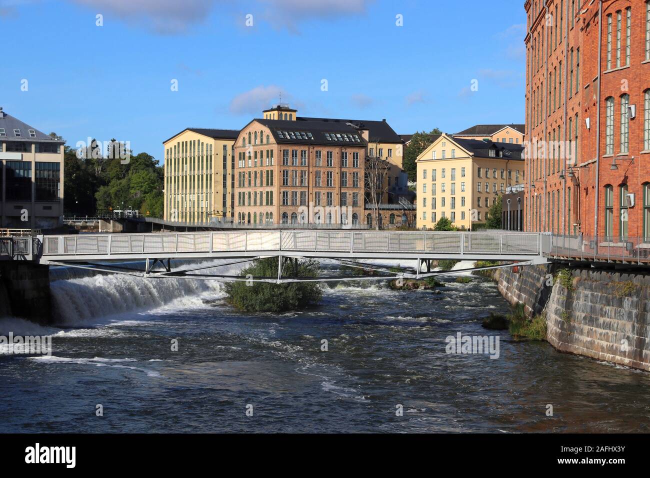 Norrkoping città in Svezia. Ex paesaggio industriale - architettura rivitalizzato. Foto Stock