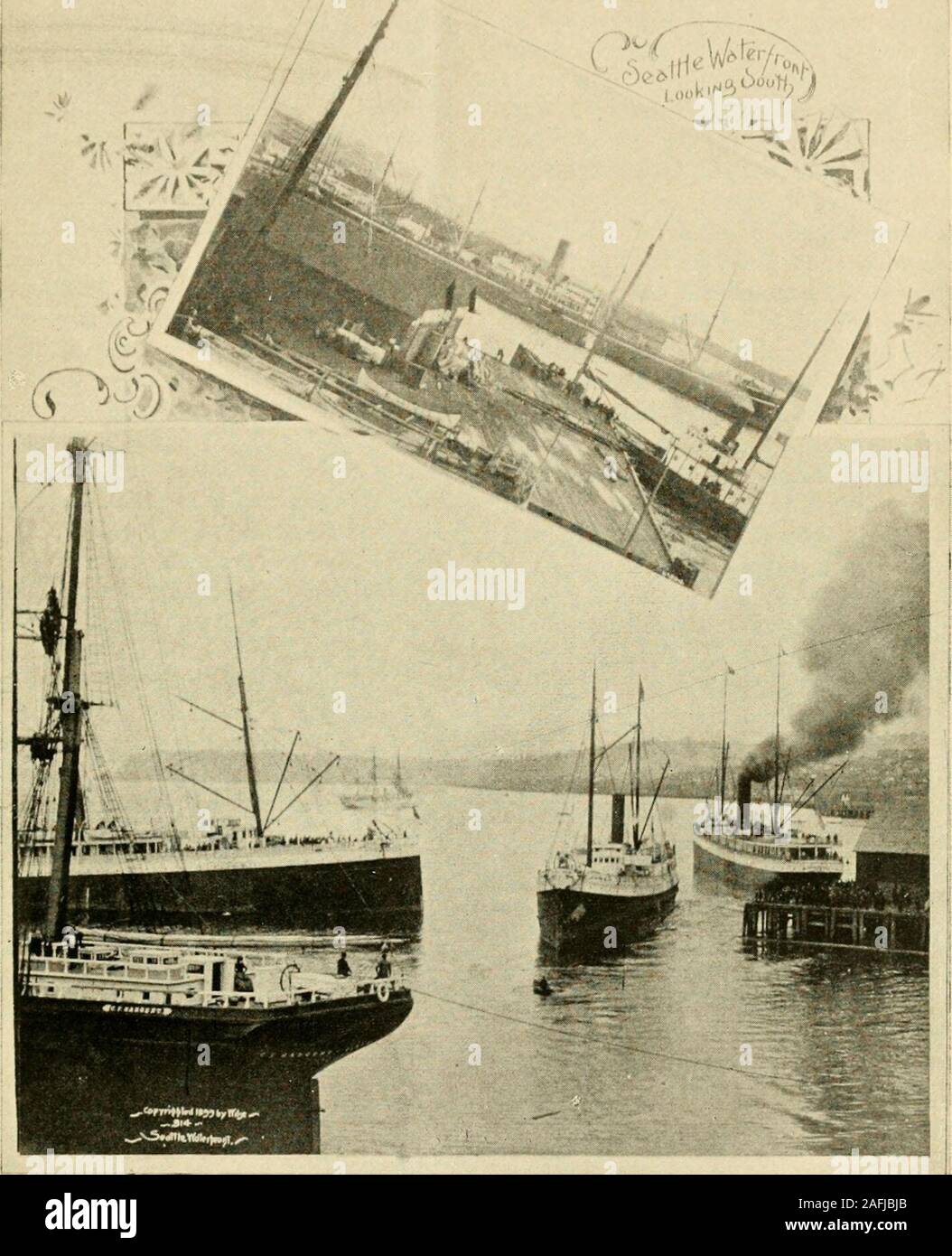 . Seattle e l'Orient. lunghezza,con una larghezza media di eventualmente tenmiles. Esso è costituito da una successione oflittle baie e indentures e quiteirregular è in forma, anche se la formazione di acomparatively percorso rettilineo dalla thestraits a Seattle o della Baia di Elliott. Ifone avrà occasione di guardare il map si noterà che Puget Soundoccupies attorno alla porzione centrale ofWestern Washington. Lo stato ofWashington giace tra la 46th e49th paralleli di latitudine nord e la117th e 125th meridiani di longitudewest da Greenwich. British colonna-bia costituisce il suo confine a nord,lo stato Foto Stock