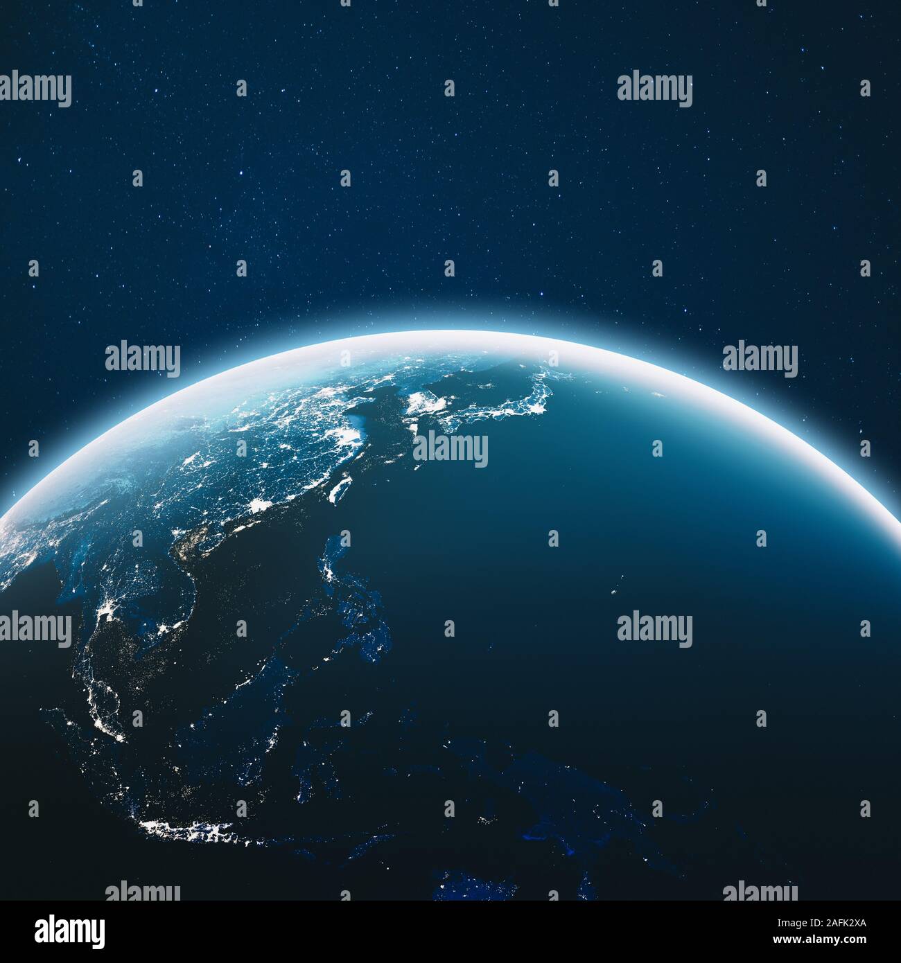 La terra dallo spazio. Gli elementi di questa immagine fornita dalla NASA. Il rendering 3D Foto Stock