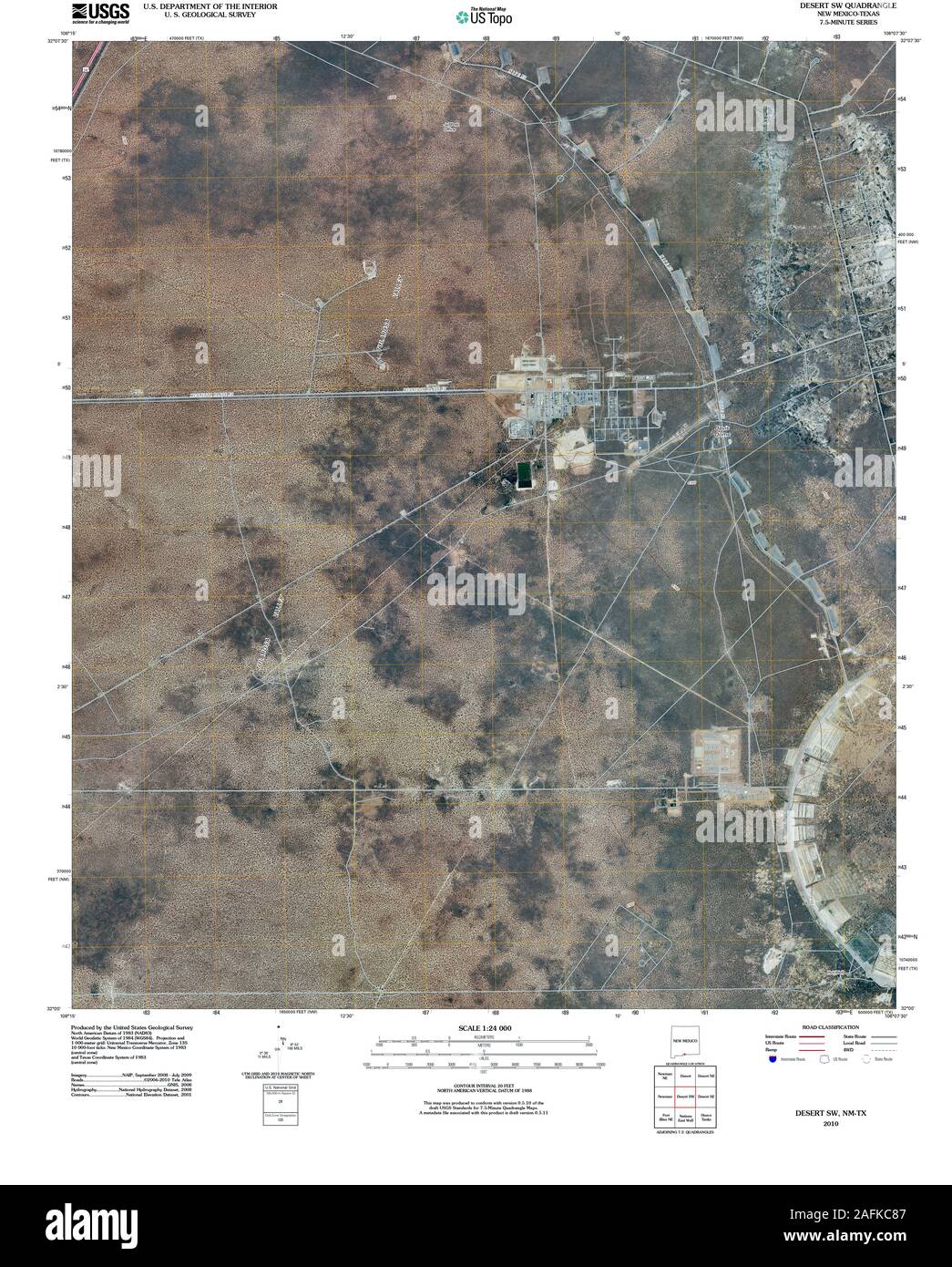 USGS TOPO Map New Mexico NM SW deserto 20100921 TM il restauro Foto Stock