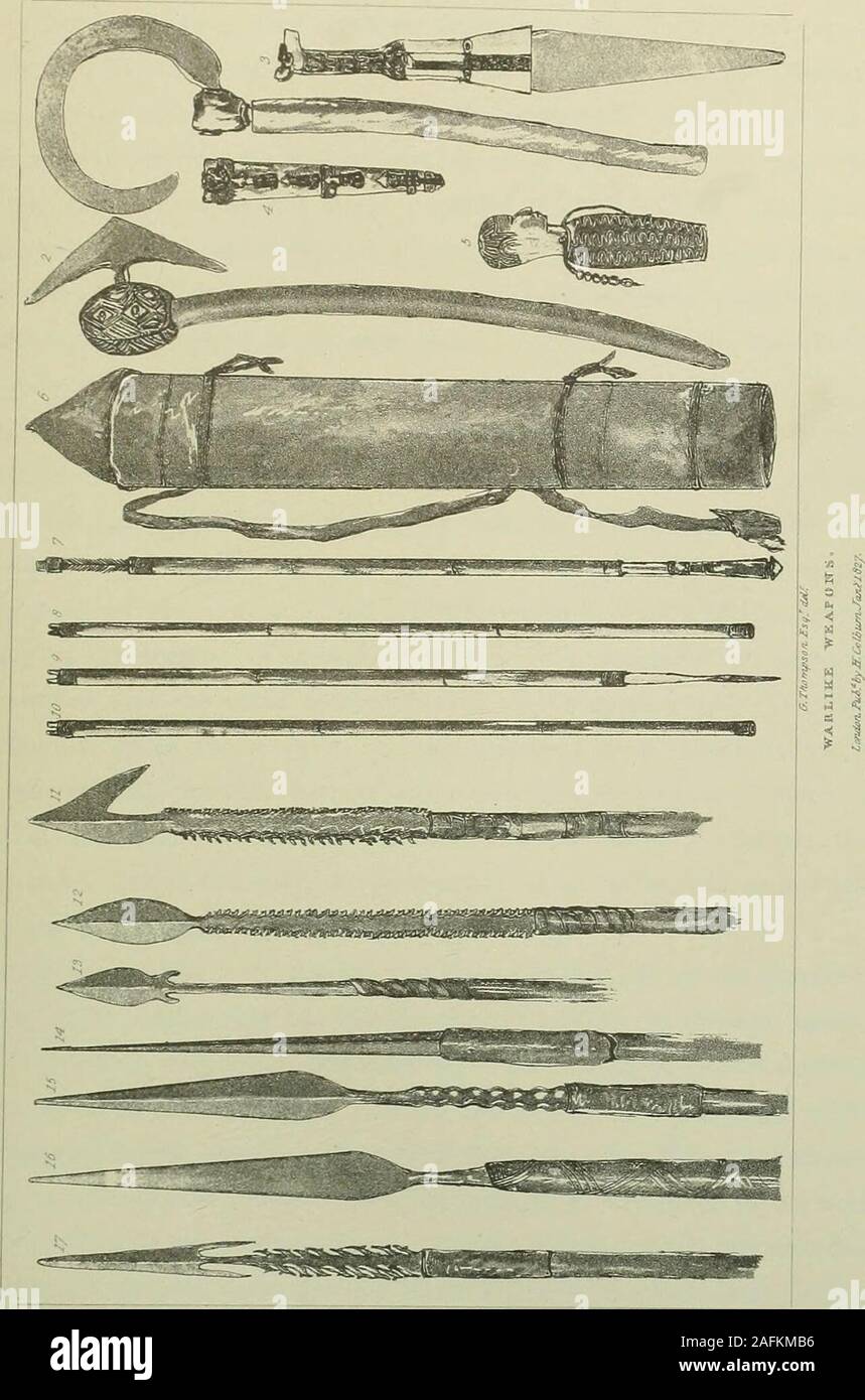 . Viaggi e avventure in Sud Africa. per diventare theirservants, che è stato considerato il miglior modo di far loro prendere careof, e fornito con il cibo. Con l'apprensione, tuttavia, che la pro- • dal sig. Moffats conto sembra che il Griquas, sebbene in molti aspetti farsuperior al Bechuanas, e non colpevole di crudeltà sfrenata, tuttavia rifletteva su questo oc-sion un deplorevole desidera dei migliori sentimenti di umanità, di cui nella vita civile, la sola mostdepraved sono del tutto privo. Molti dei prigionieri, dice Sir. Moffat, erano ex-estremamente debole e l'Griquas Foto Stock