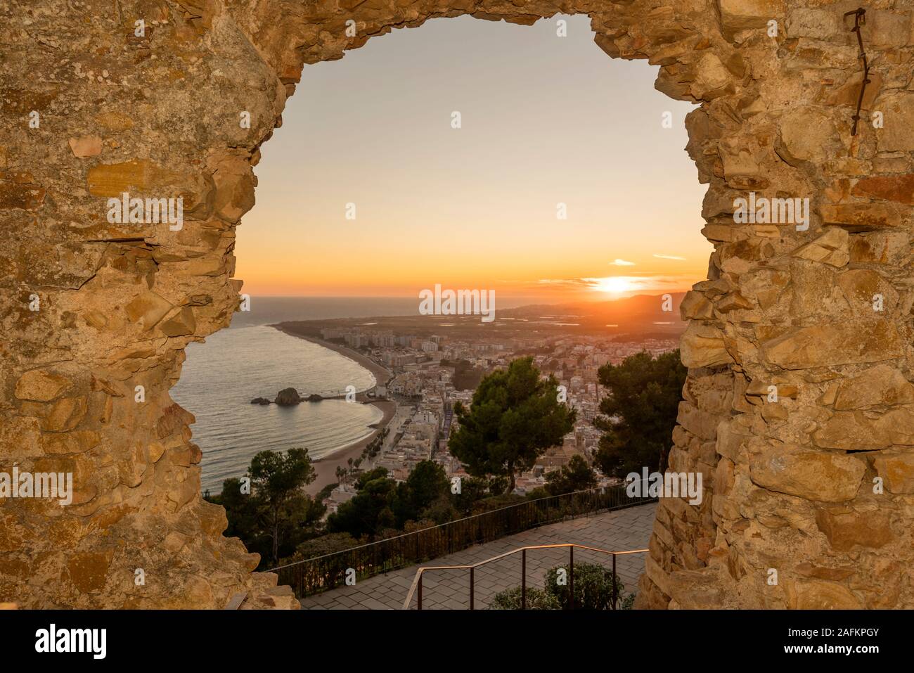 Porta il CASTELLO DI SANT JOAN Blanes Costa Brava Girona Catalogna SPAGNA Foto Stock