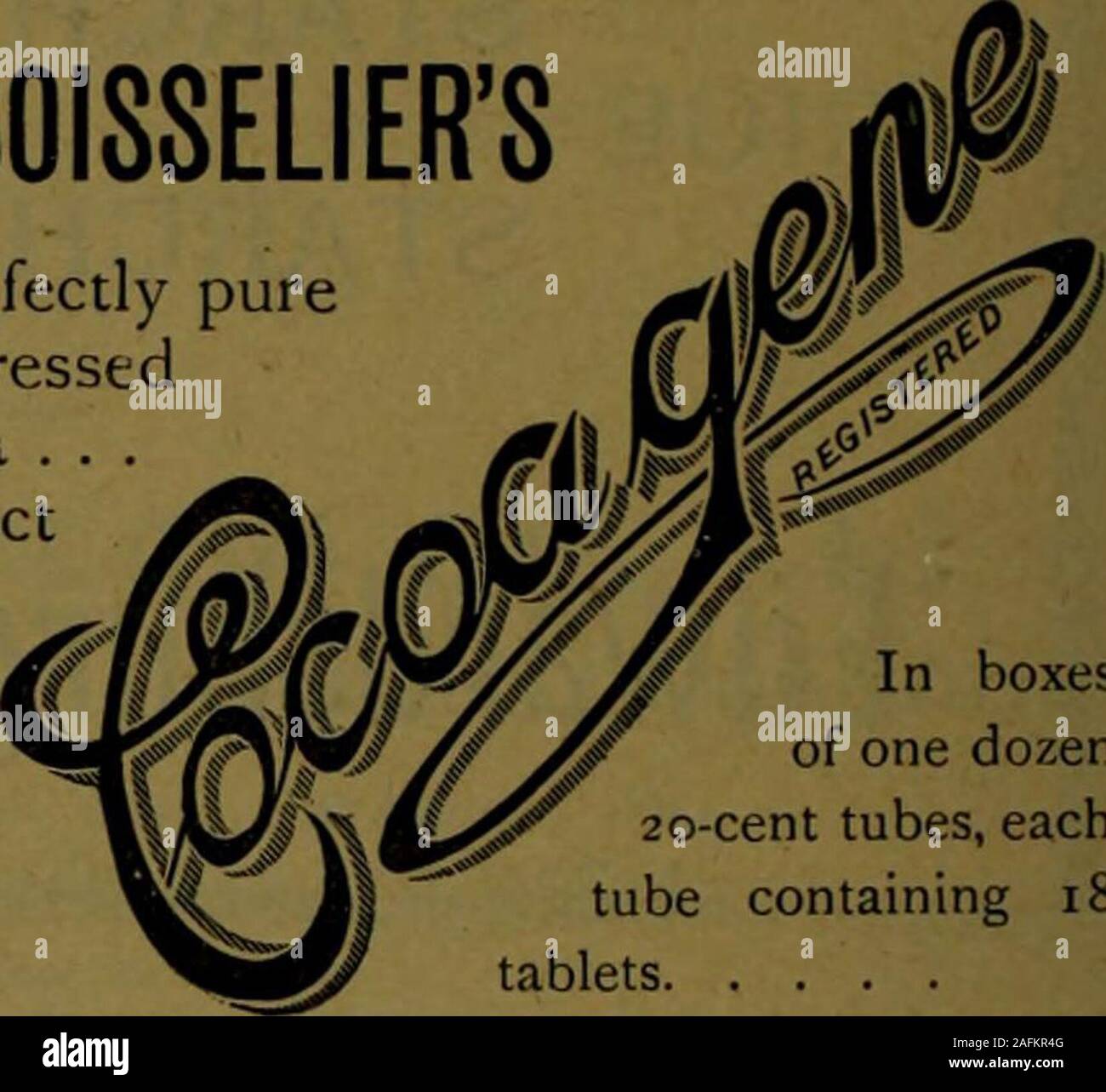 . Canadian grocer luglio-dicembre 1896. BOISSELIERS. Un perfettamente purecompressedCocoa . .Estrarre una compressa apporta un eccellente tazza di cacao. Tutti i principali negozi alimentari mantenerlo. Nelle caselle di una dozzina di 20-cento tubi, ciascuna provetta contenente 18 compresse ffe^ IjjfjifMJ Foto Stock