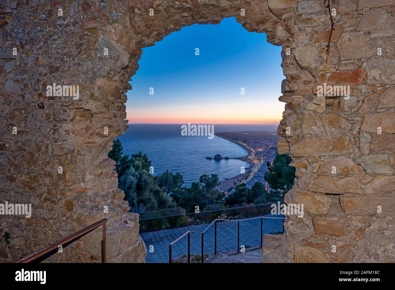 Porta il CASTELLO DI SANT JOAN Blanes Costa Brava Girona Catalogna SPAGNA Foto Stock
