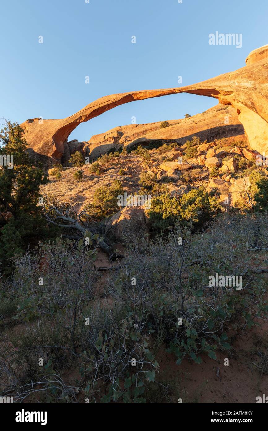 Landscape Arch, Arches National Park, Moab, USA Utah Foto Stock