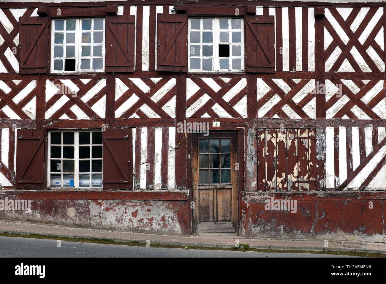 Gli edifici di vecchia costruzione in Honfleur, Normandia, Francia Foto Stock