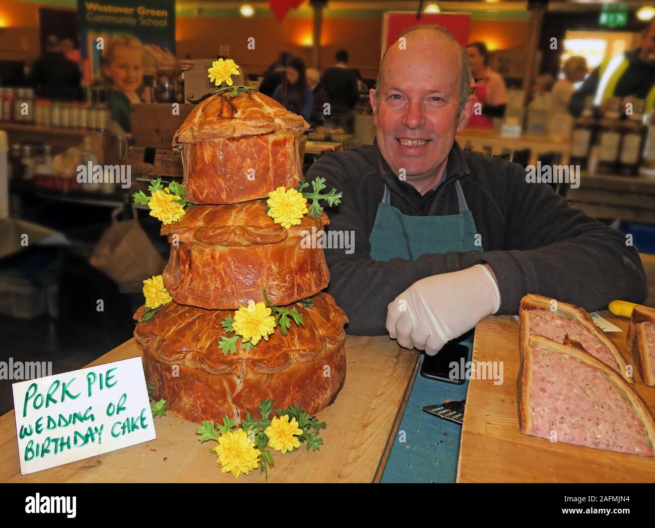 Torta Di Maiale Pluripremiata - Bridgwater Food And Drink Festival, Aprile 2019 - Bridgwater Town, Somerset, South West England, Regno Unito Foto Stock