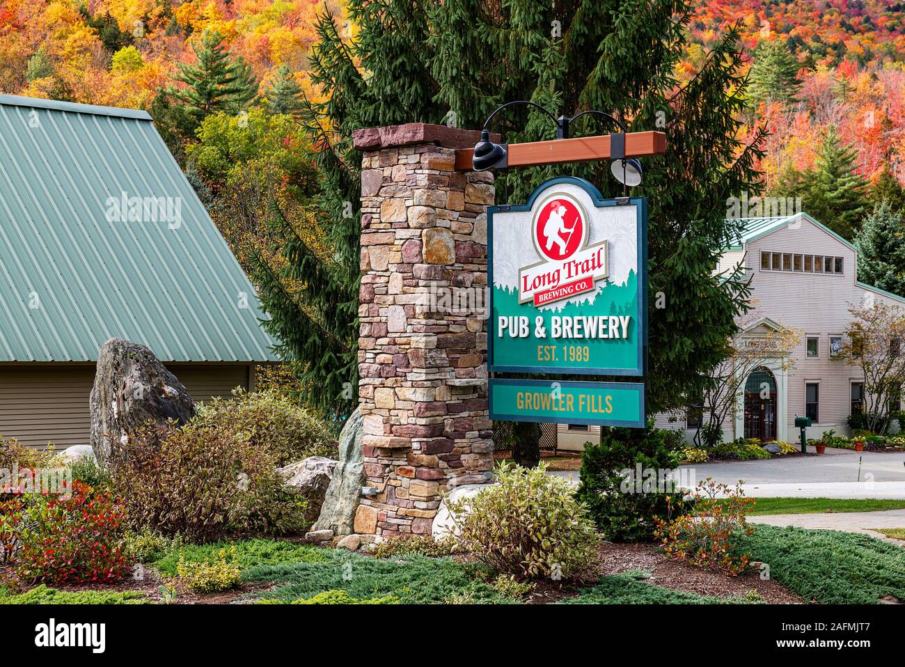 Lungo il sentiero Brewing Company headquarters, Bridgewater, Vermont, USA. Foto Stock