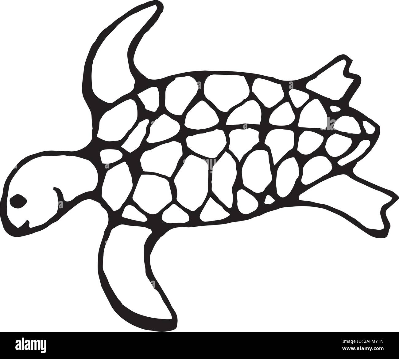 Illustrazione di un saggio di tartaruga. Nuoto turtle in movimento. Illustrazione Vettoriale