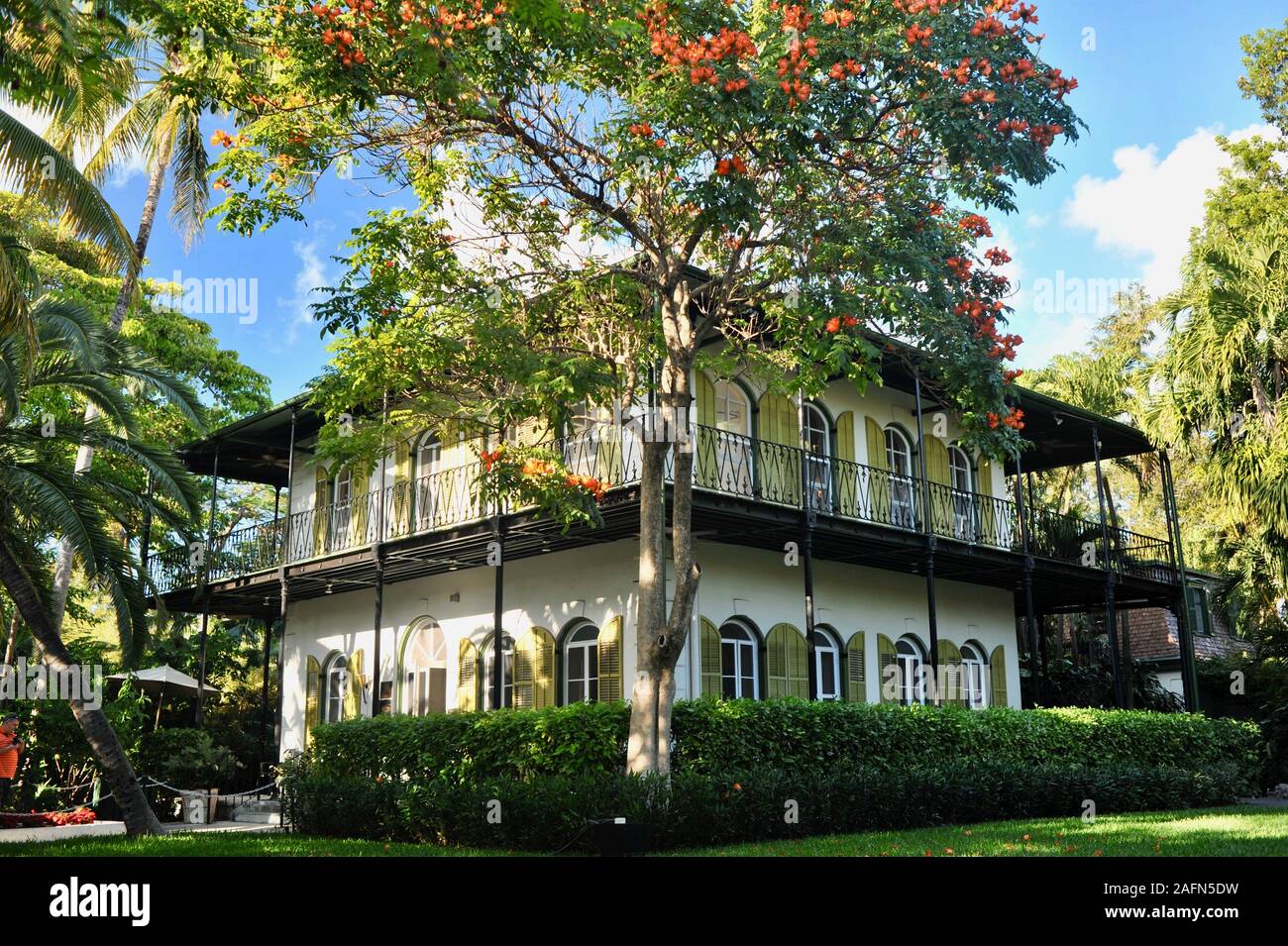 Ernest Hemingway House, una famosa destinazione di viaggio sulla tropicale Key West, Florida, Stati Uniti d'America. Stati Uniti Pietra miliare storica nazionale. Foto Stock