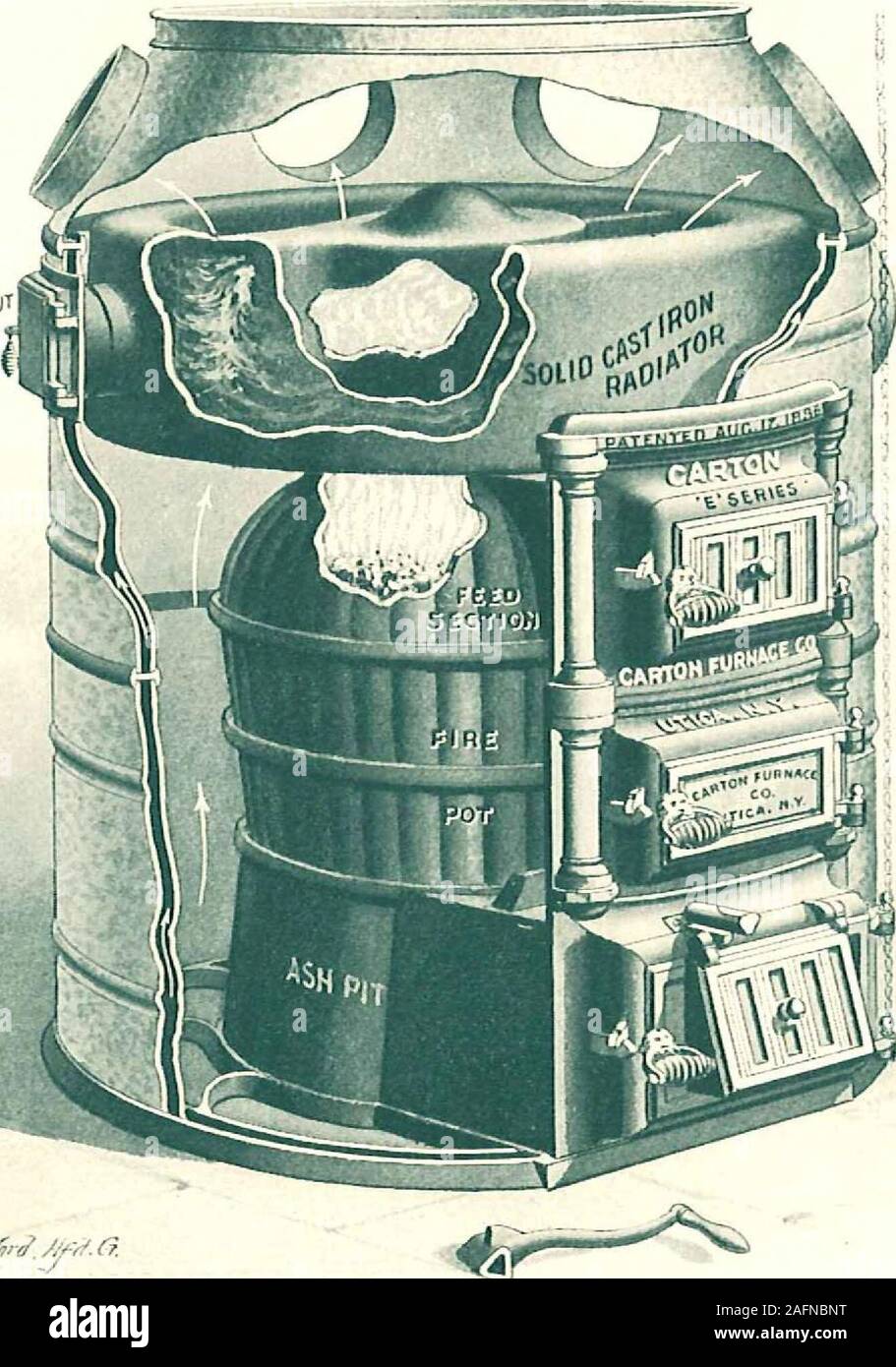 . Forno di cartone per aria calda e Combinazione. l, un grande la miscelazione di gas della camera di combustione è un absolutenecessity e nella costruzione della sezione di alimentazione ed il gas domethis punto di vitale importanza è stato previsto. Le porte. Il sistema di imbullonatura e la flangia di espansione sono lo stesso comedescritto ed illustrato a pagina 18. Il bello schermo iseasily anteriore impostato, formando un collegamento stretto con la carcassa, senza anyboltings in corrispondenza di suoi bordi esterni. Sei formati, portatile. La designazione di numero di serie e. Prezzo di listino, getti, F. O. B. Utica. Involucri di doppia, F. O. B. Utica, Net. Diametro di Fire Pot, in Foto Stock