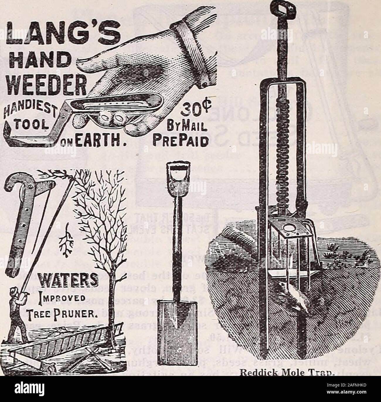 . 1915 catalogo annuale. Mano corta Weeder. Excelsior mano Weeder.l Acme mano piantatrice di patate. Foto Stock