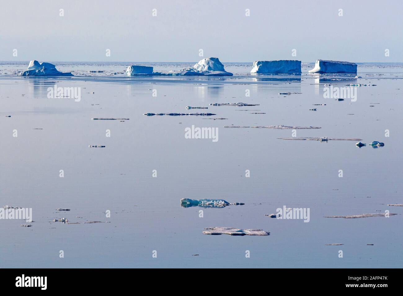 Mare di ghiaccio della costa orientale della Groenlandia Foto Stock