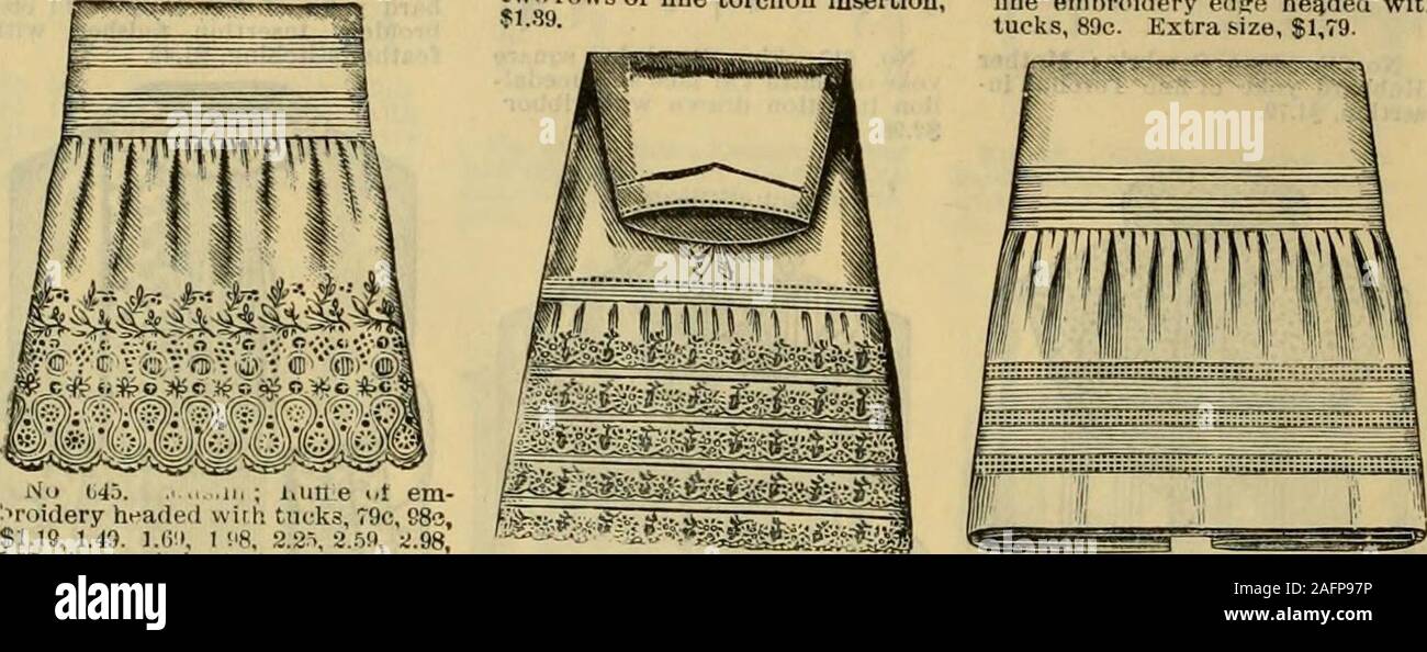 . In autunno e in inverno, 1890-1891 Moda Catalogo / H. O'Neill e Co.. Nn. olio. Mussola : <lcpp arruffare wilhfine enihroidfrv eili:t heiided withtucks, Silc- Kxtra sizo, SI,9.. .^i. I II I... ucit^-scelto Canbrie iuHIl, 49o, 9c ; in Cambrl$1.39. Extra size, mussola, $1,111. No M.). .. ... ??•Roiilery headedSI.19, 1.49. l.(i!io,3 75 ; in C^inh-ho**,tra dimensioni, mussola,2 98. Con1 !", .9,$159, I.nullo e 1.1tucks, 79e.8.2^, 3..i9, 3 7.J. 4,50I. 1,98, 3...9 Ex-e Foto Stock