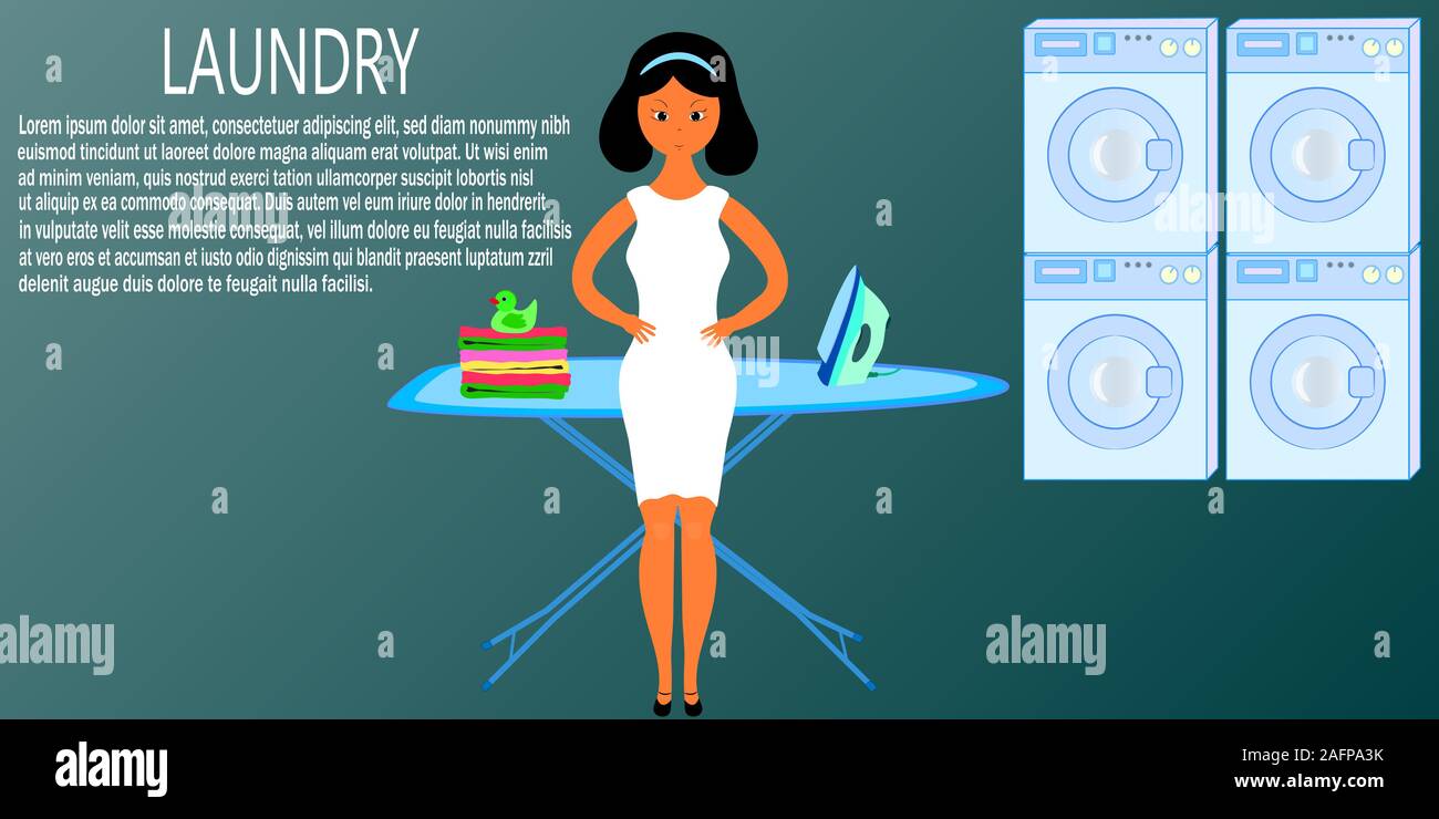 Servizio di lavanderia banner. illustrazione vettoriale. Illustrazione Vettoriale