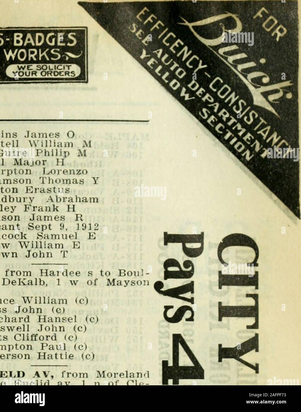 . Atlanta City Directory. ogdon Maria (c)vacante Sept 19, 1912Hammond Pinkie (c)Minter FelixHenderson Henry (c)Elder Edwin (c)Walton Ella &LT;o Johnson IntersectsGershon HowardHill Richard (c)Earl Shiloh (c)Daniel Ida (c)Kelley Vesti (c)Smith Mattie (c)vacante entro il 19 settembre 1912 MANHATTAN AV, da 51 Hul-sey e a Sou Ry tracce, 1 s ofMagnolia 1 Pintseh comprimendo CO 2 Morrow Trans Whse n. 210-30 vacante Settembre 18, 191212 vacante Oct 10, 1912 MANIGAULT (precedentemente noto come argilla, EA), dal Piatto sciami av e toWalthall, 1 n di Kirkwood av 4 Clay Stephen D 6 Chesser Giuseppe T 8 McDaniel Daniel C10 McDaniel Annie B Mrs 14 Foto Stock