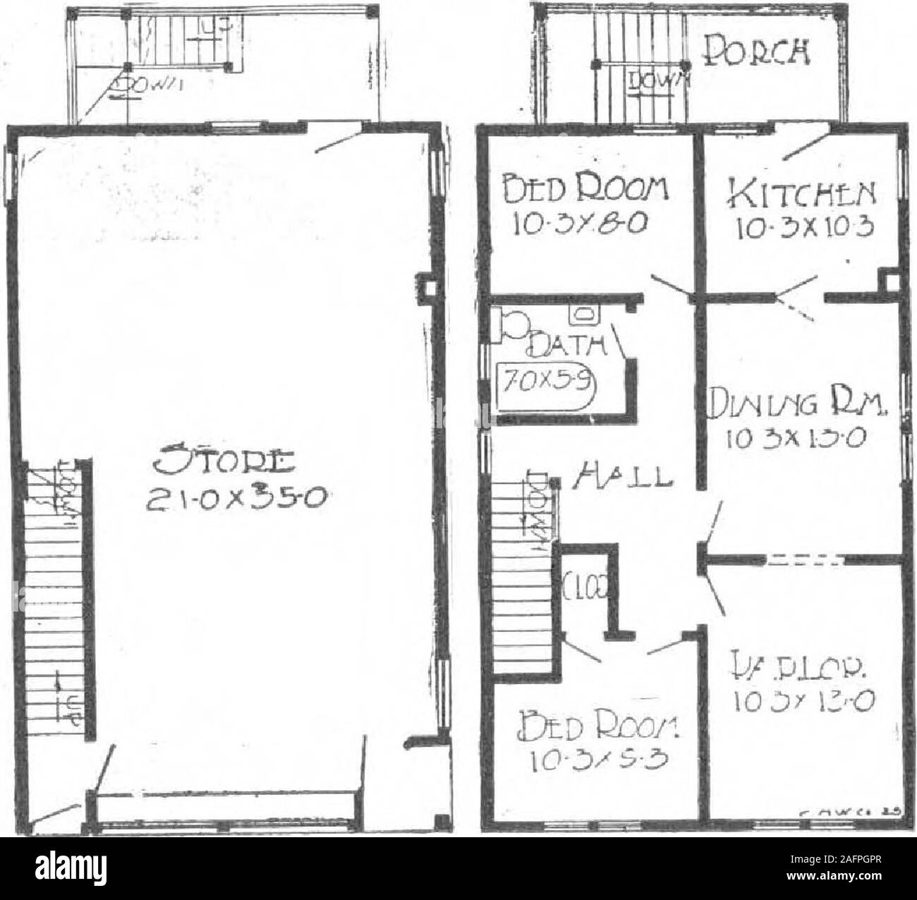 . Un piano libro di Harris case. d il timecome quando non si richiedono leviti superiori del pavimento per il vostro proprio uso, theproperty continua a dimostrare una buona in veste come esso può essere trasformato in arenting proposizione con nessun changeat tutti i. Notare attentamente il piano. Idue piani possono essere conservati interamente sepa-tasso così il business di una necessità nonessere noto per l'altro. Questo edificio come previsto è di 22 piedi largo da 36 piedi di lunghezza, giusto per un venti-cinque piedi di molte città. L'entrata principale del negozio è una grande, pesante porta vetrata con la lastra di vetro,disposta diagonalmente in una rientranza all'cornerof l'edificio, dando pratico Foto Stock