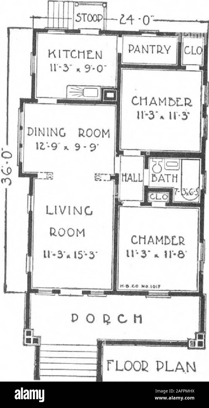. Un piano libro di Harris case. s occupano quasi tutta la sala da pranzo, roomside inonda la stanza con la luce. La cucina adiacente alla sala da pranzo ed è ben stabilite per tutti i mobili necessari e i raccordi,con abbondanza di luce da due finestre e una glazeddoor. La dispensa è eccezionalmente comodo e grande.Le camere da letto sono anche insolitamente grandi, bedroomhaving posteriore di un armadio 3 piedi 9 pollici di larghezza da 4 piedi 9 inchesdeep. Il materiale di alimentazione per pareti esterne di questo bungalow, che devono essere coperte con stucco, isByrkits assicella del brevetto anziché il nostro solito standardwall costruzione. Se tuttavia lei pref. Foto Stock