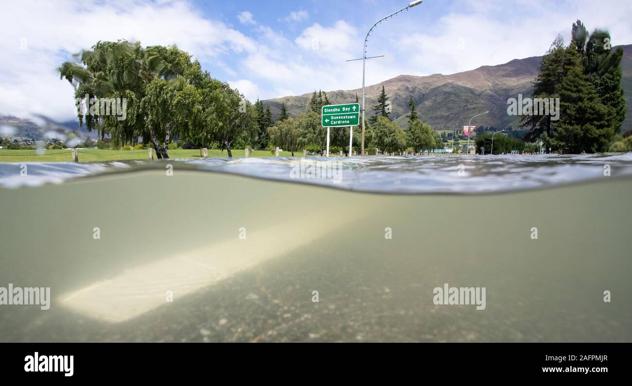 Wanaka inondazioni, Isola del Sud, Nuova Zelanda Foto Stock