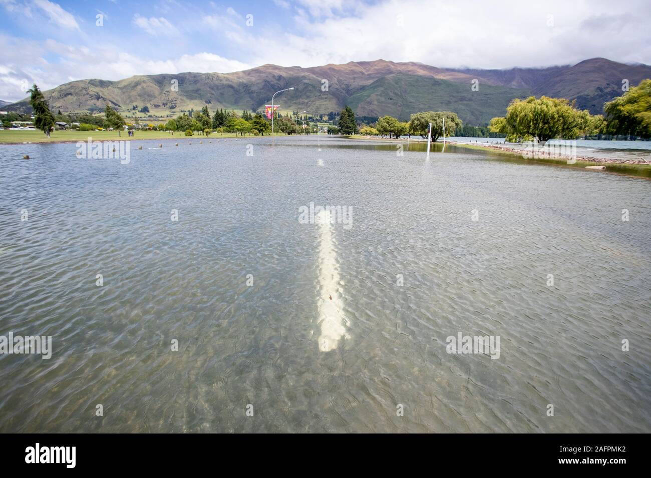 Wanaka inondazioni, Isola del Sud, Nuova Zelanda Foto Stock