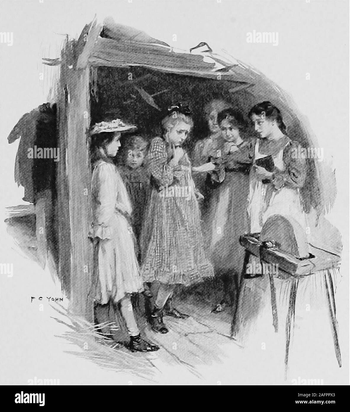 . Nuovo cronache di Rebecca. u mustnt masticare una gomma a missionarymeeting, è nt educato né santo. Estrarlo andstick da qualche parte fino a quando gli esercizi sono oltre. Le cinque figlie di Sion si avvicinò al spotso caricato con il destino e ampliato le loro tremblinghands uno per uno. Poi dopo un attimo di silentclutch delle loro carte hanno richiamato avvicinandosi ad uno un altro e rispetto a loro. Emma Jane Perkins aveva disegnato uno corto,diventando così il destinati strumento per JacobMoodys la conversione a un più modo decoroso oflife! Ha guardato circa il suo despairingly, come se a seeksome indolore e rispettabile metodo Foto Stock