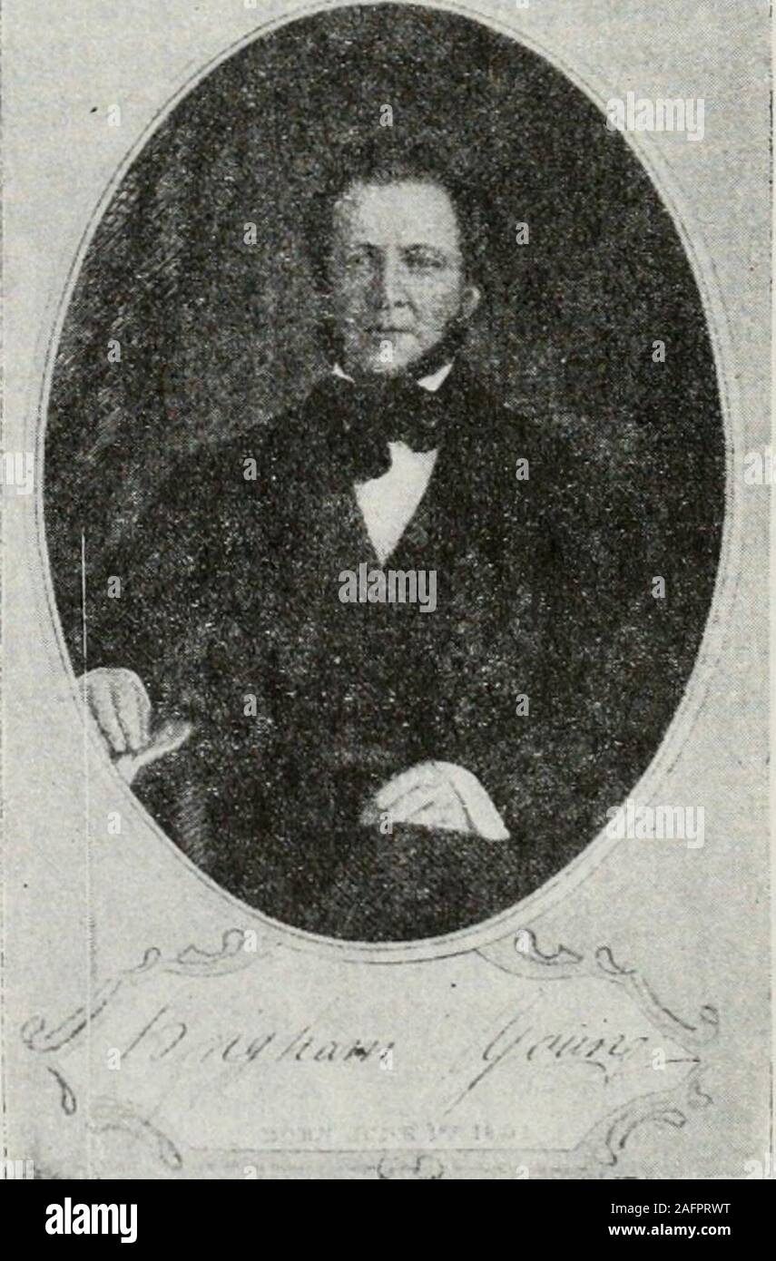 . Ultimo giorno San enciclopedia biografica : una compilazione di biografie di eminenti uomini e donne nella Chiesa di Gesù Cristo dei Santi degli Ultimi Giorni. La Brigham Young, la seconda presi-dent della Chiesa, presieduta in thatcapacity dal 1844 al 1877. Vol. IV, n. 21 Maggio 23, 1936 322 Ultimo giorno San Giovani, Brigham, jun., presidente del British missione dal 1865 A1867, e dal 1890 al 1893, morì tized 15 aprile 1852, è venuto a Utah,ed era impostato oltre il 10 agosto 1892, fora la missione in California. Avente filleda positiva missione ha lasciato San Fran-cisco Feb 23, 1894, per la casa, accompa-panie Foto Stock