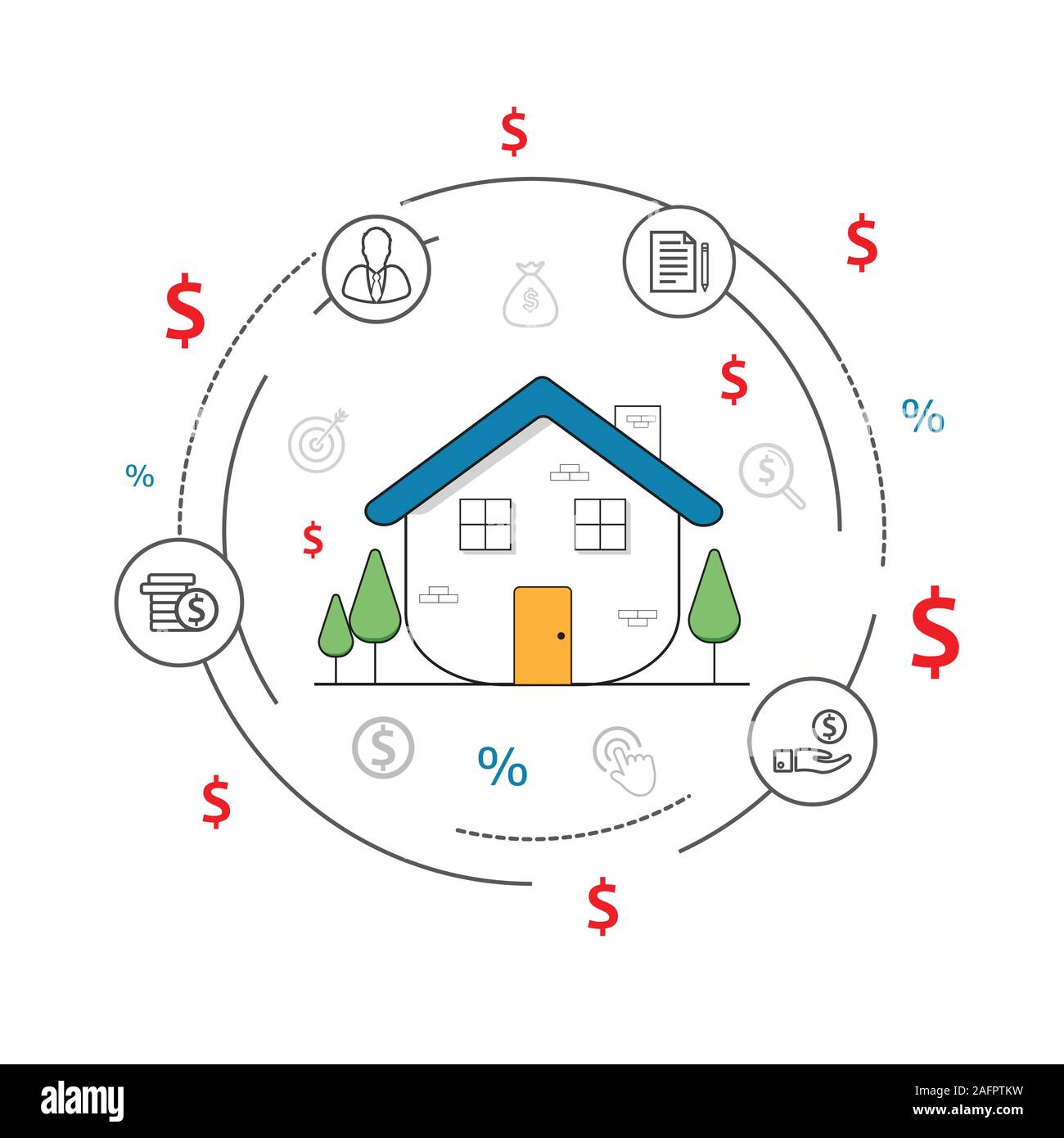 Linea sottile design piatto della casa intelligente. infographics edificio vettore house design grafico stile linea modello timeline. Illustrazione Vettoriale