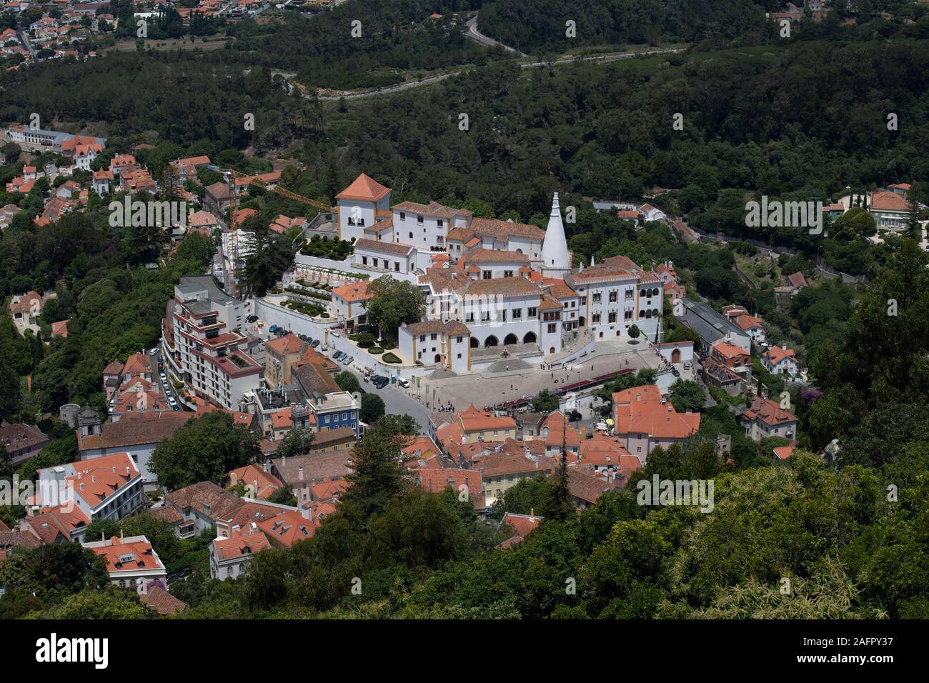 Vista di Sintra National Palace, castello dei Mori, Sintra Lisboa, Portogallo, Europa Foto Stock