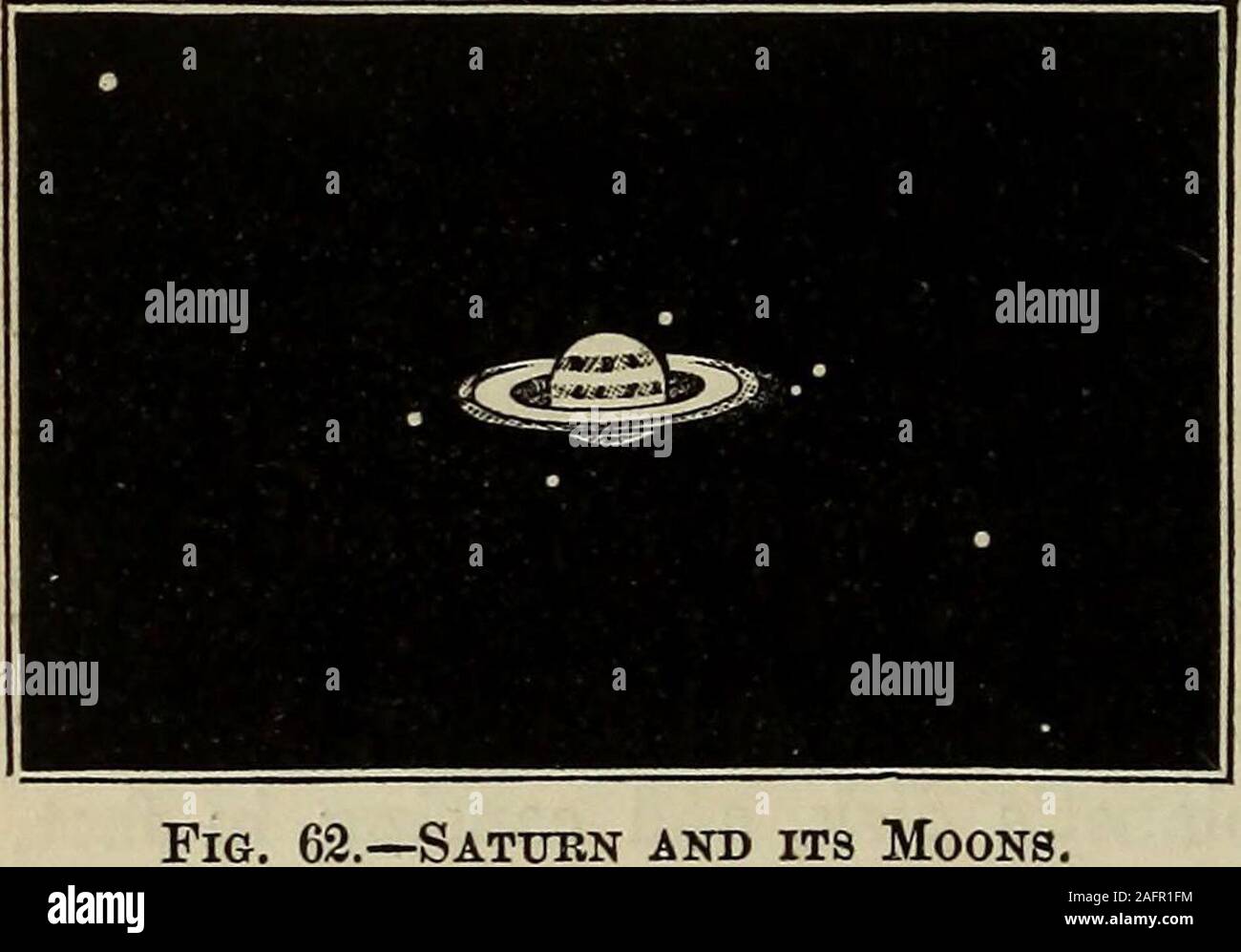 . Elementi di astronomia: accompagnato da numerose illustrazioni, una rappresentazione colorata del solare, stellare, e gli spettri nebulare e grafici celeste del nord e del sud del mondo. n, sono in grado di ruotare sul proprio asse in sametime come essi girano intorno a loro primario. Questo inferredfrom è il fatto che la loro luce varia, e che essi sono al-modi più brillanti e più noioso nelle stesse posizioni con re-gard a Giove e il sole. 280. Saturno (£&GT;).-Saturno, che è accanto a Giove indistance dal sole è anche accanto ad essa in dimensioni, avente avolume circa 750 volte quella della Terra Foto Stock