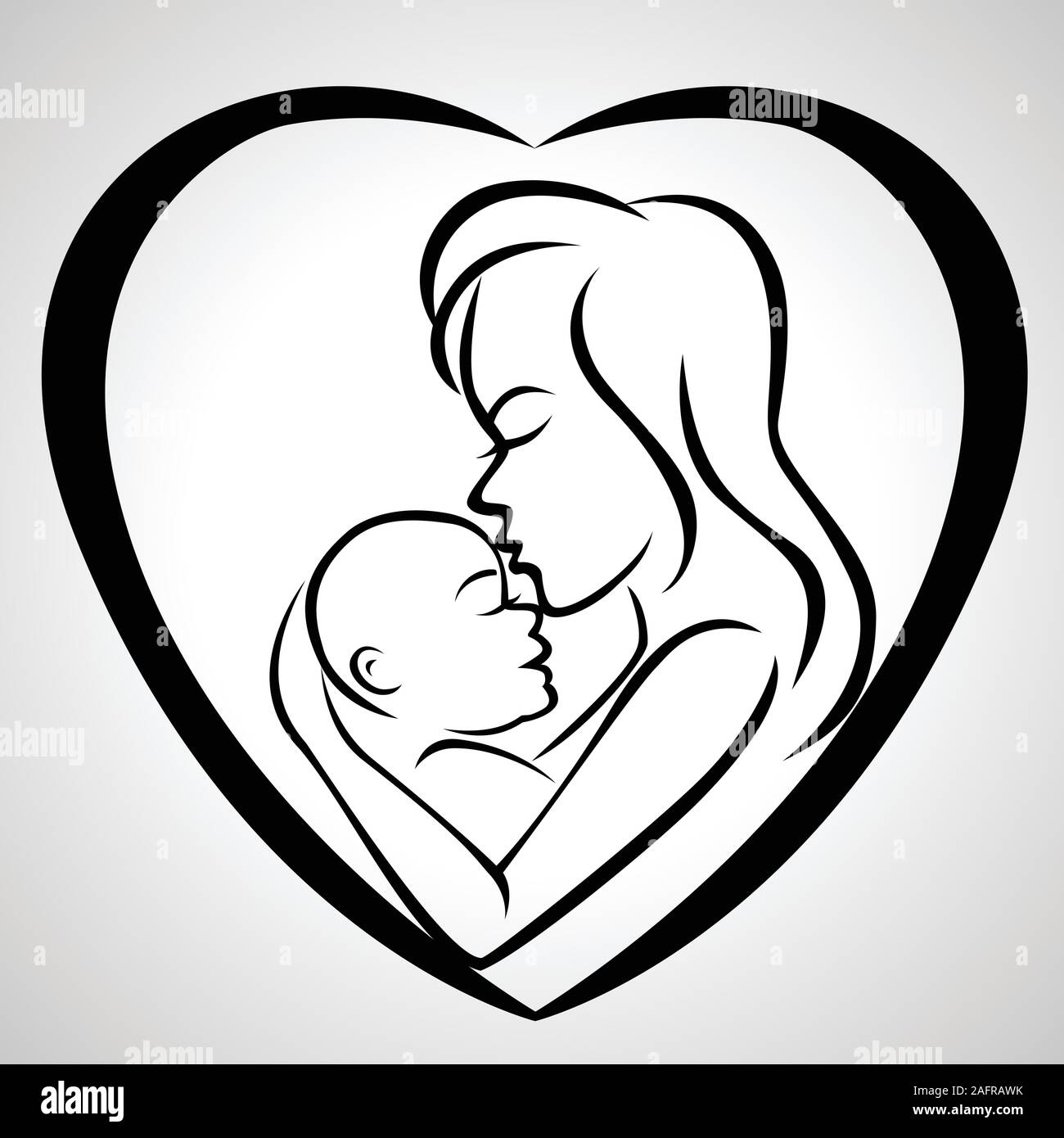 La madre e il bambino Icona cuore Illustrazione Vettoriale