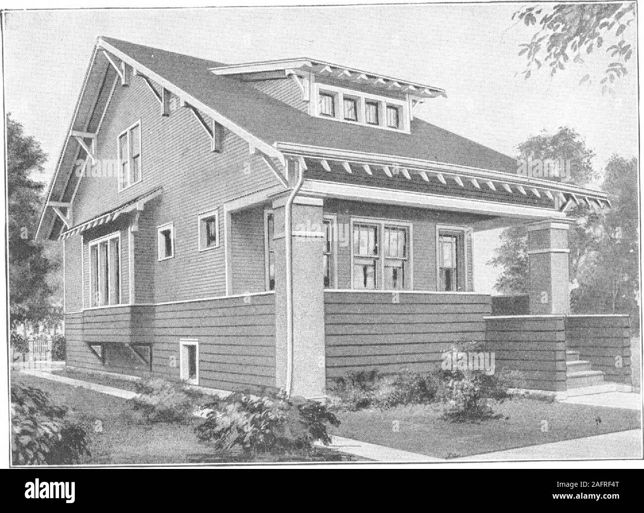 . Un piano libro di Harris case. n&5T FLOOD 5LCOND FL00Q PIANO HARRIS BROTHERS COMPANY, 35th e strade di ferro, Chicago, Illinois pagina 41. Harris Home n. L-1500 La dimensione24 m x 28 m. 6 Bagno Roomsand naturalmente questo Harris Home appelli alla media personwho vuole mantenere il bungalow tipo in una storia e una metà costruzione.Il basso ampio con tetto a spiovente, dormer che si estende sulla parte anteriore thelarge portico sorretto da due massicci piazza delle colonne di stucco, anche il sidebay, le staffe e la stretta schierandosi conico sopra la linea della pedana e la pesante&GT; bungalow sidingbelow, dà questa Harris Home un Foto Stock