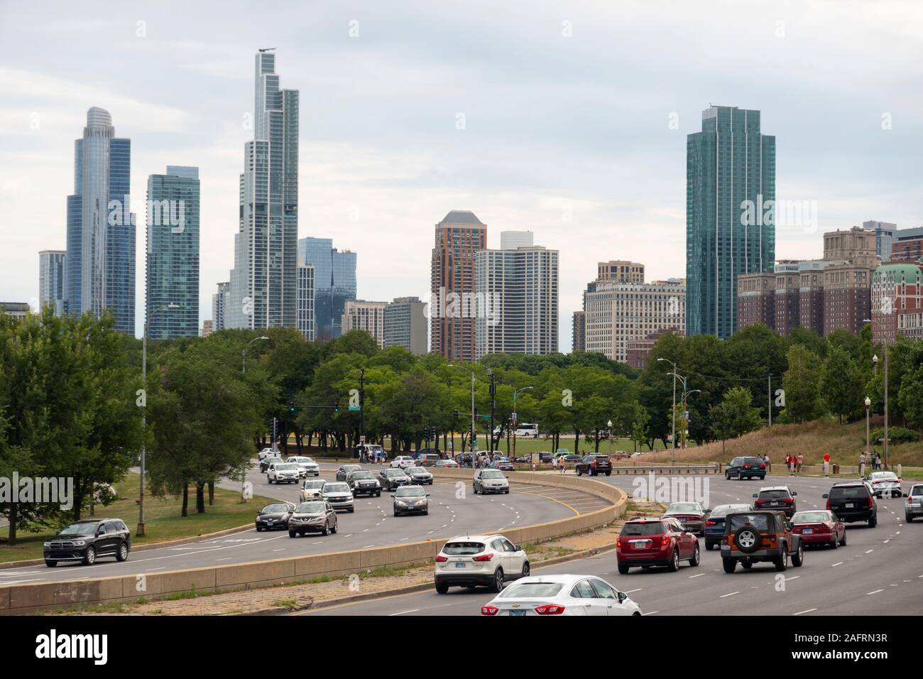 Chicago, Illinois, lungolago, autostrada costiera Foto Stock