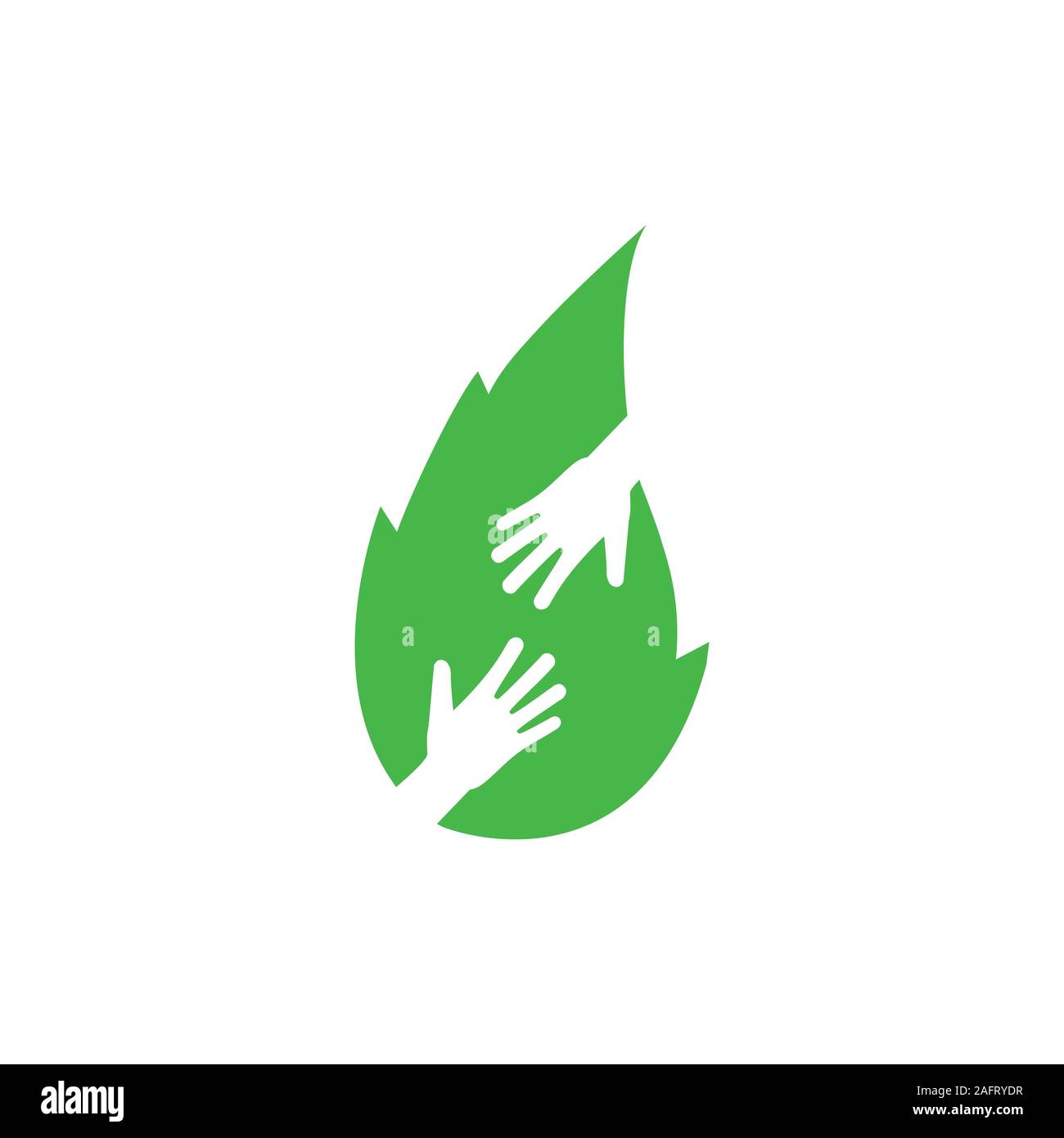 Foglia, Eco Friendly mani icona. Illustrazione Vettoriale, design piatto Illustrazione Vettoriale
