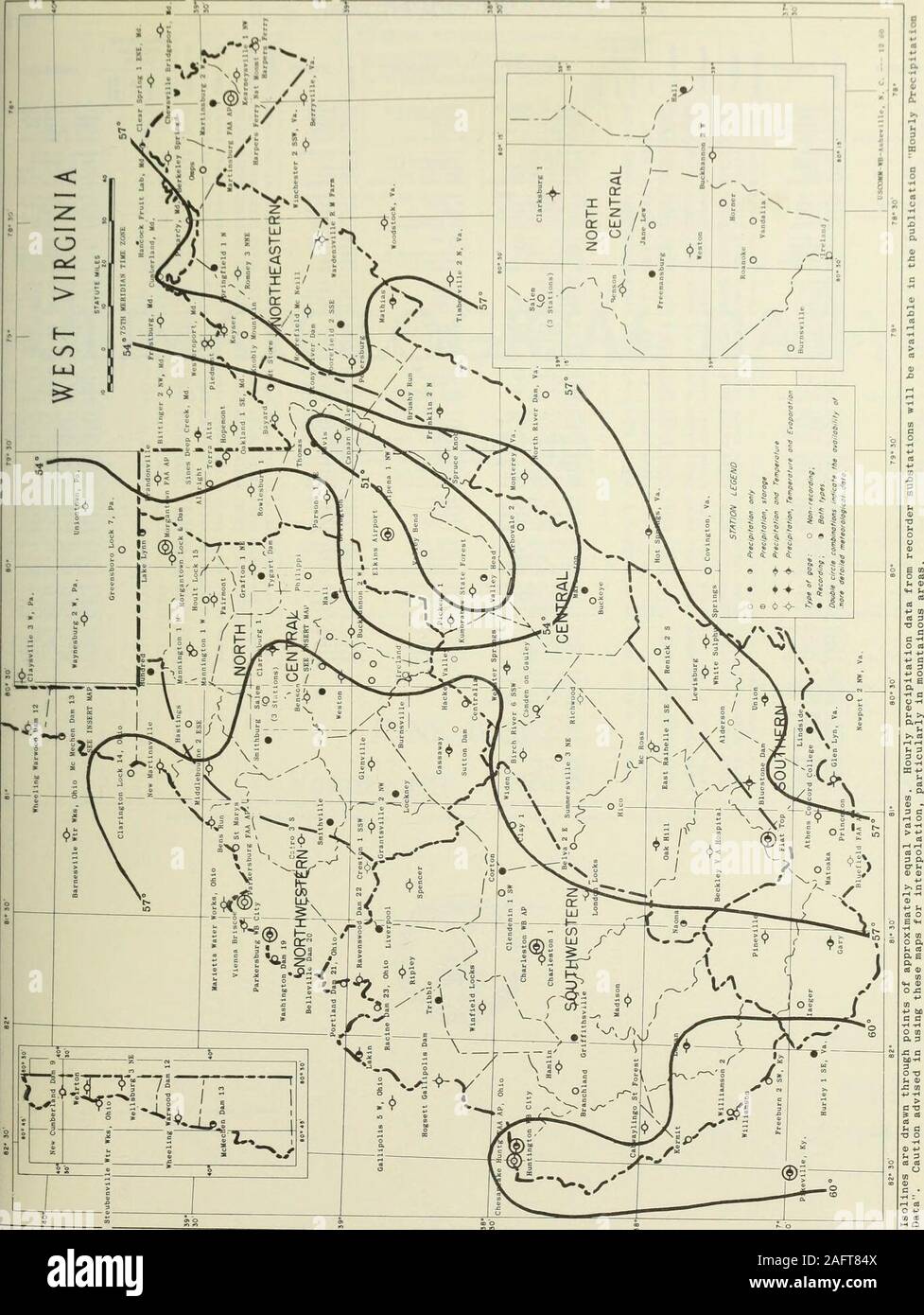 . I dati climatologici, West Virginia. I $1 g t TEMPERATURA MEDIA- 1 MAGGIO 1981. Indice stazione ^ UJ osservazione i W O hi Z 0 s tempo stazione ANDTABLES Q COUNTY &lt; | 1 2 osservatore una 3 i i i s i e gj | ALBRIGHT 0094 PRESTON 2 39 29 79 38 1219 7A MONONGAHELA POWER CO. ALDERSON 0103 MONROE 7 37 43 80 38 1560 7A CHARLES L. LOBBAN ALPENA 1 NW 0143 RANDOLPH 2 38 55 79 3020 7UN OMER S. SMITH ARBOVALE 2 0249 it 79 2730 5P BA MRS. NETTIE R. FOGLI ATENE CONCORD COLLEGE 0355 MERCER 7 37 25 81 01 2600 3P 3P CONCORD COLLEGE BAYARD 0527J CONCEDERE 9 39 16 79 22 2375 5P 7A H Howard R. FULK BECKLEY V UN OSPEDALE 05 Foto Stock