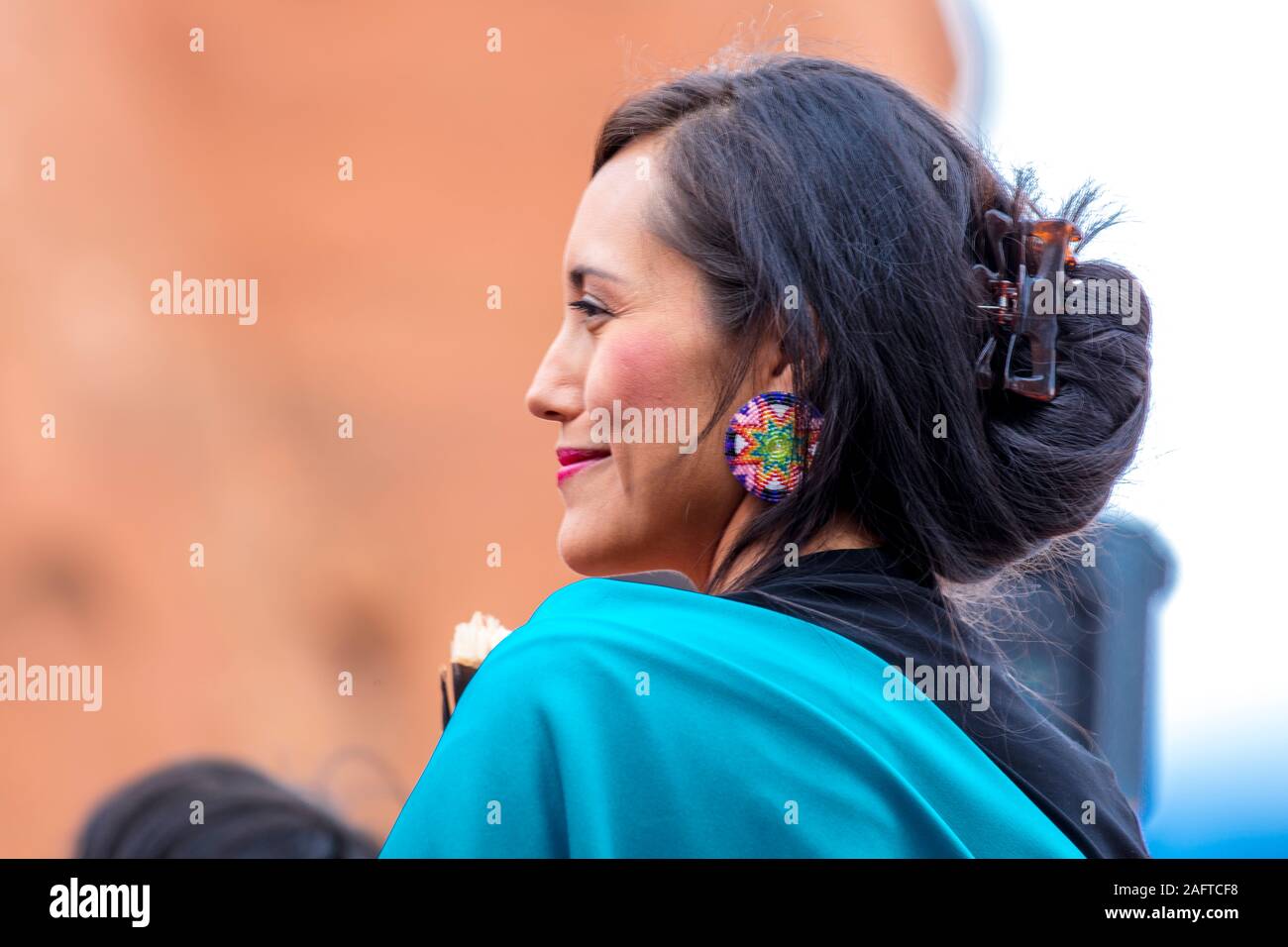 Agosto 10 & 11, 2019 - GALLUP NEW MEXICO, STATI UNITI D'AMERICA - Ritratto di Native American donna presso il novantottesimo Gallup Inter-tribal Indian Ceremonial, Nuovo Messico Foto Stock