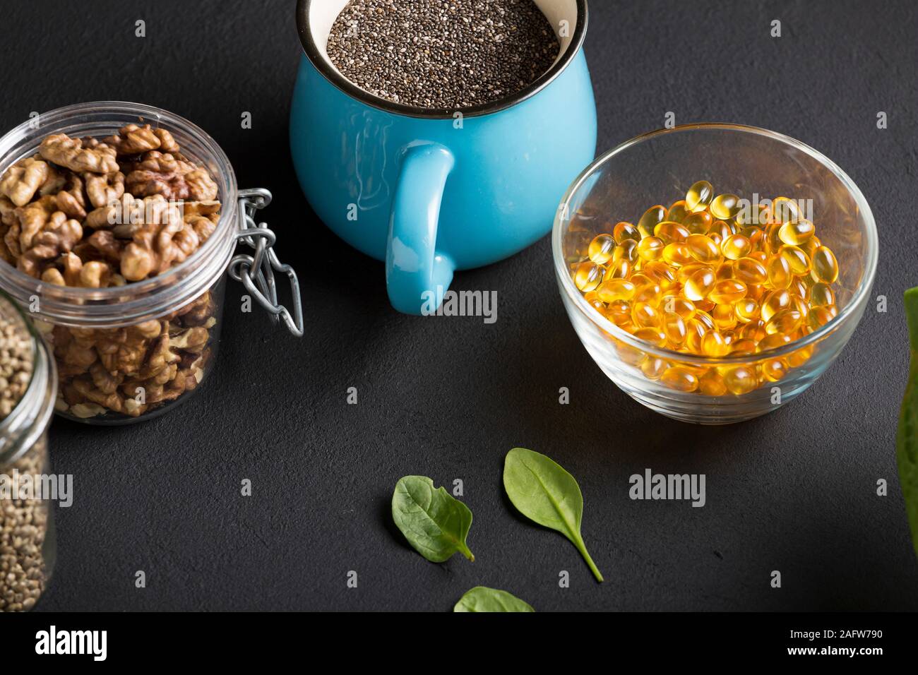 Benefici per la salute, stress, myseeds, superfoods, superfoods, acidi grassi Foto Stock